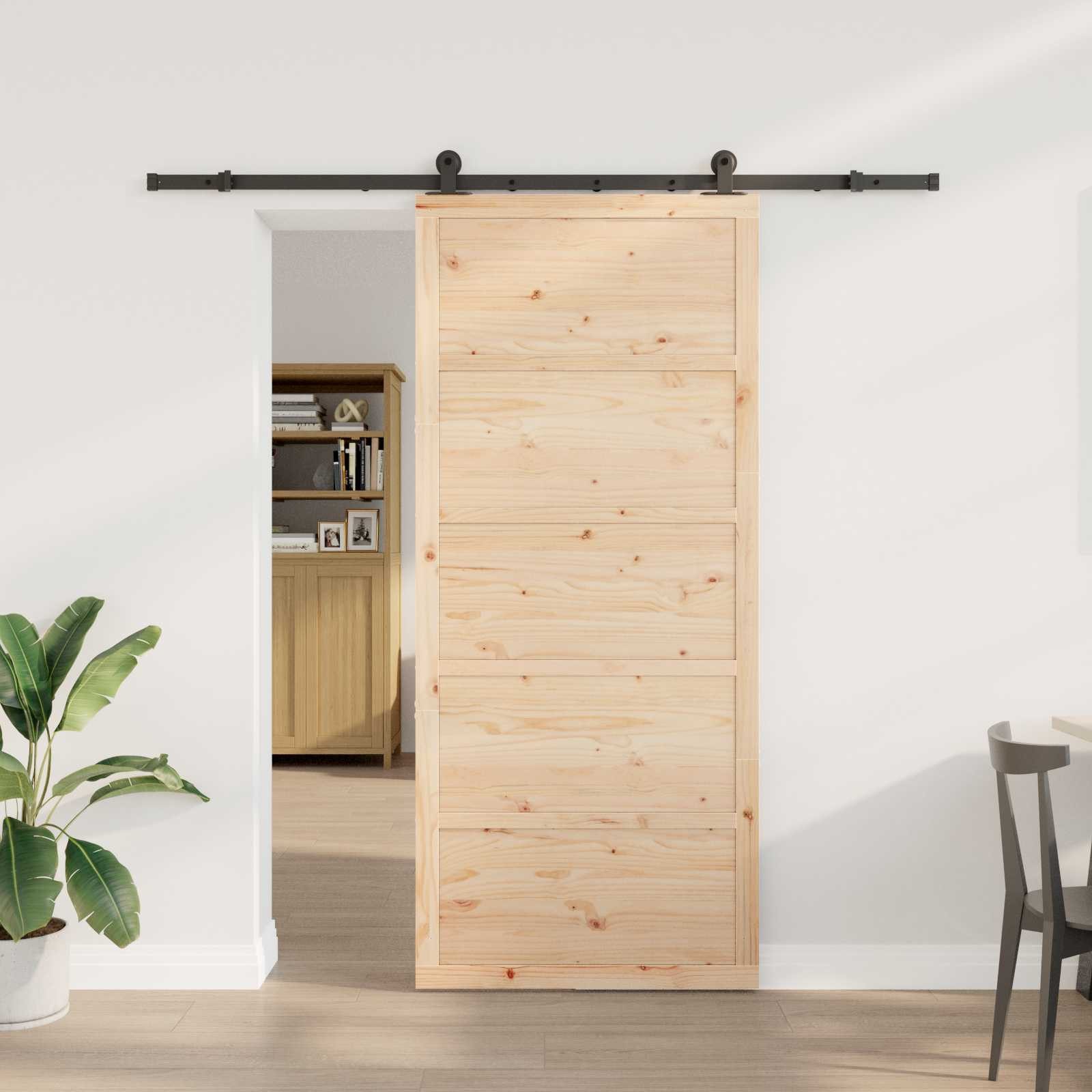 vidaXL Schiebetür Schiebetür 80 x 208 cm Massives Kiefernholz Natur (1-St)