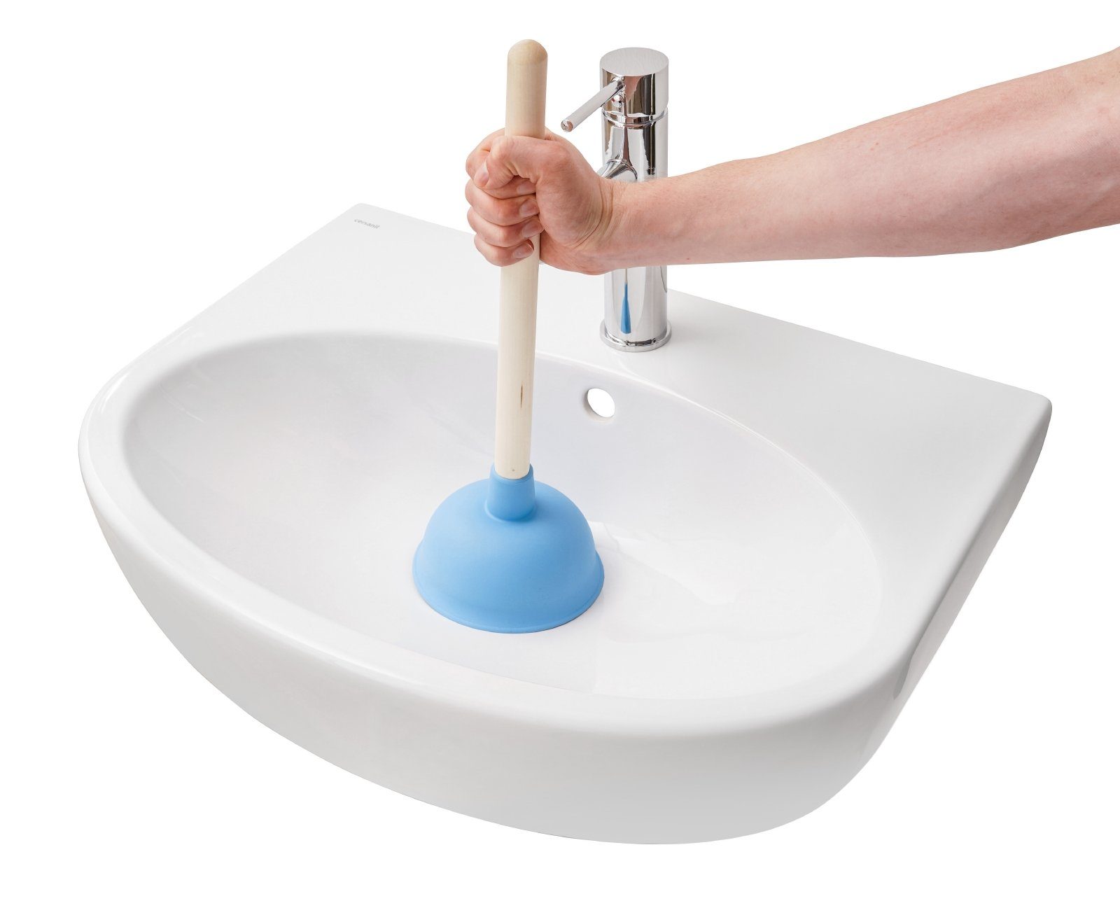 Holzstiel), Waschbecken L: mit tlg., für WC, cm, Urinal, Abflussreiniger, und Dusche, (1 aquaSu 41.5 Blau, 250818 Wanne, Pümpel