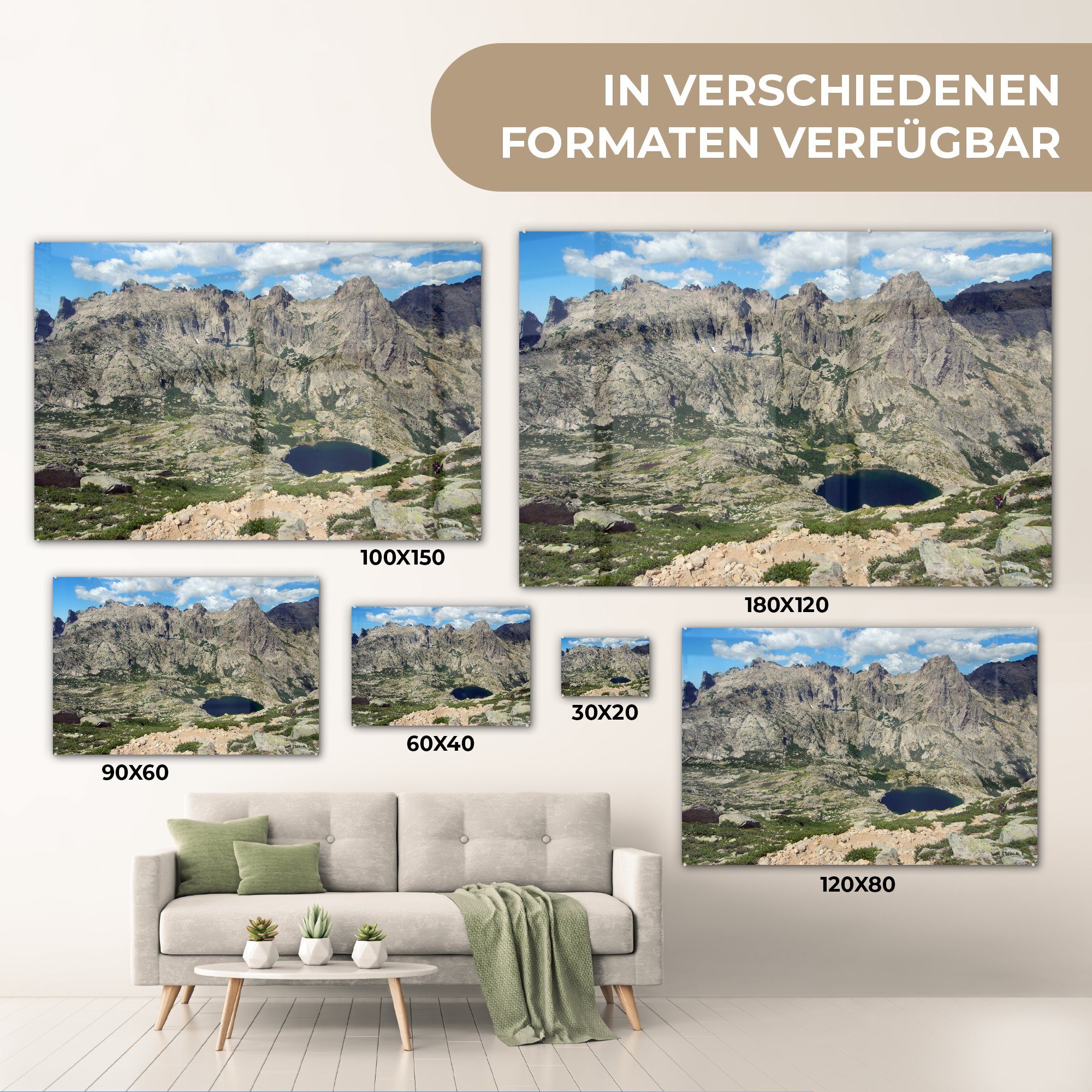 (1 Acrylglasbilder Seen Schlafzimmer St), Bergen & Acrylglasbild Korsika, MuchoWow von den in Wohnzimmer