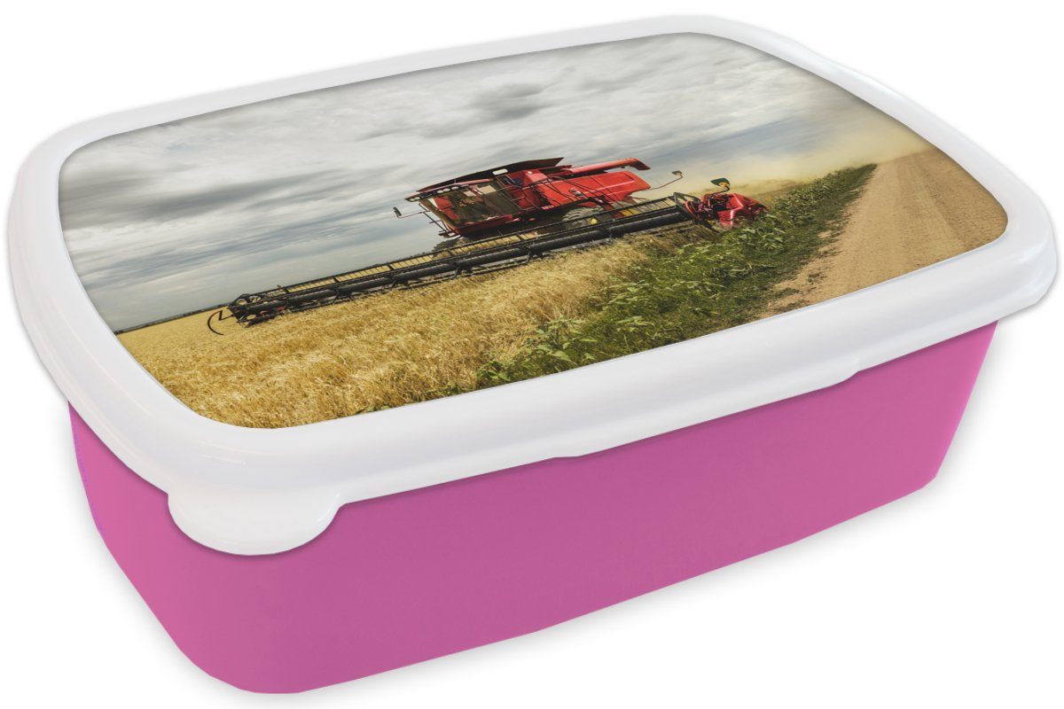 Erwachsene, Brotdose Lebensmittel, Snackbox, Kunststoff, für Kinder, Traktor Brotbox MuchoWow rosa (2-tlg), Mädchen, - Kunststoff Lunchbox Amerika -
