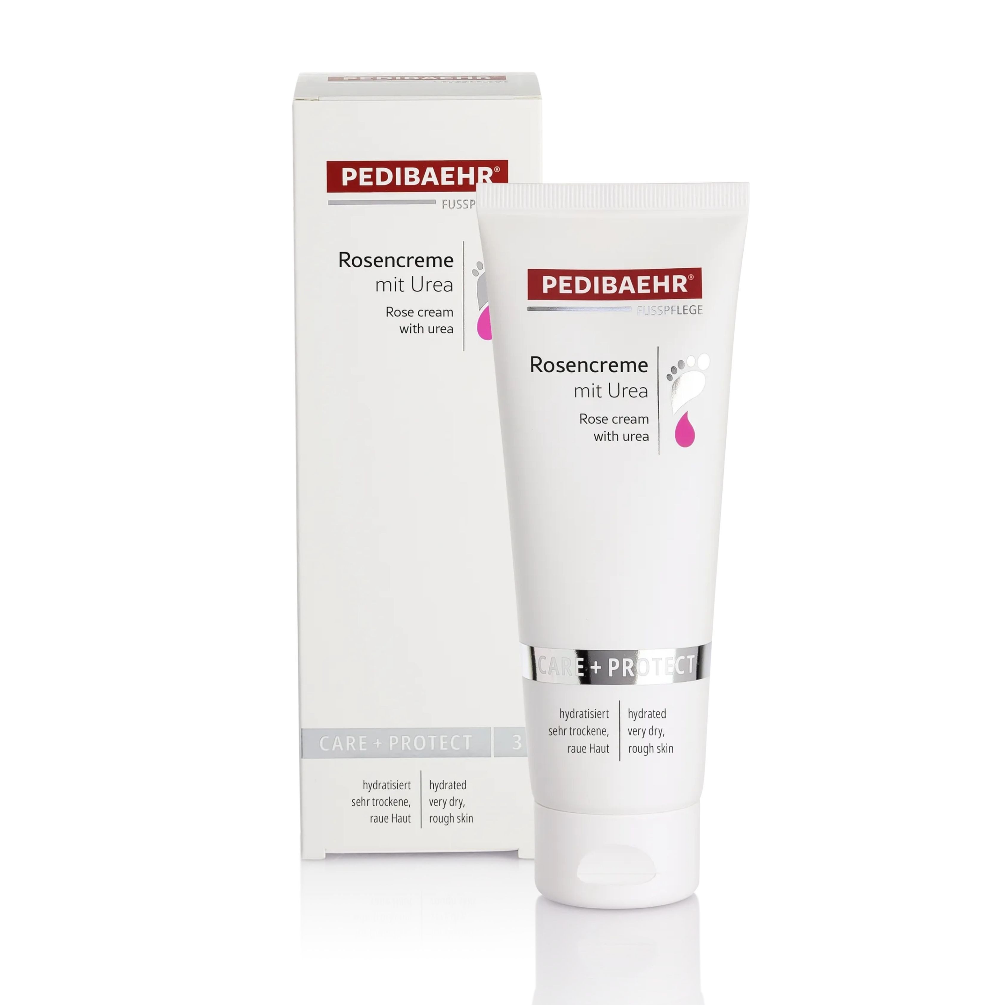 Pedibaehr Fußcreme Pedibaehr Fußcreme Rosencreme mit Urea 125ml zur Regeneration, 1-tlg., pflegt trockene und rissige Fußhaut