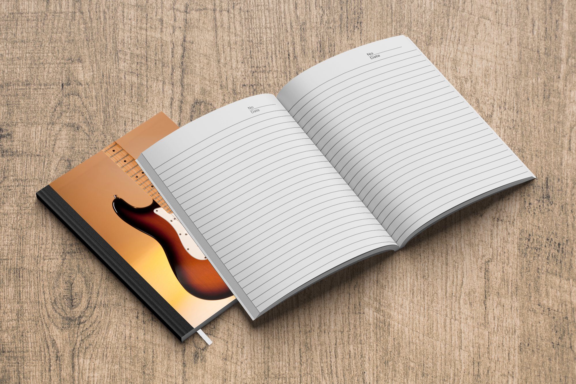 Seiten, Haushaltsbuch Hintergrund, Notizbuch E-Gitarre Tagebuch, Merkzettel, Notizheft, Journal, orangefarbenem 98 MuchoWow A5, mit Eine