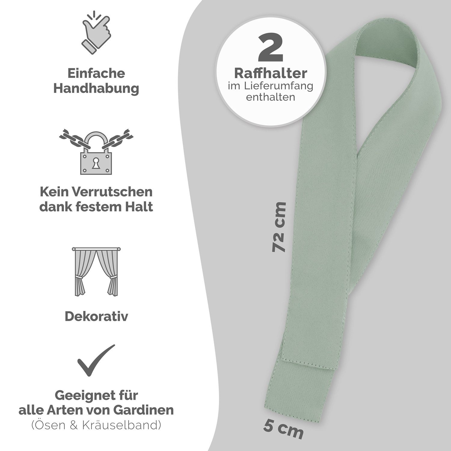 Blumtal Raffhalter Raffhalter für Vorhänge 2er-Set, Raffhalterung in 72x5 cm, Gardinen, Dekoschals, Gardinenschienen, Vorhänge, Schiebegardinen, für Stoffe und  – Bild 2 von 5