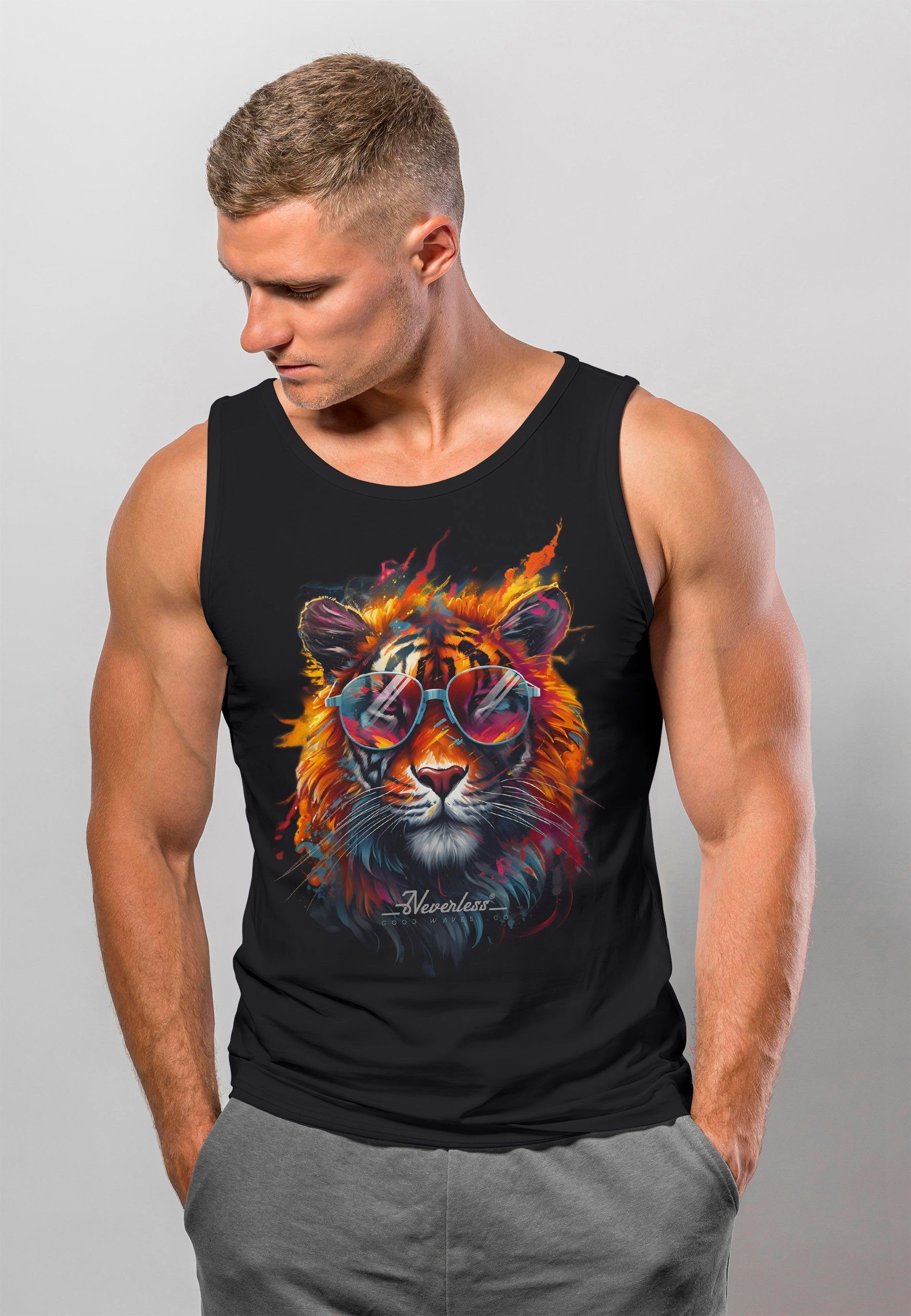 Neverless Tanktop Herren Tank-Top Tiger Print günstig online kaufen
