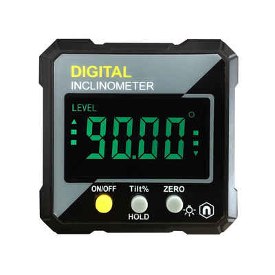 Tidyard Winkelmesser Digitaler Neigungsmesser, IP54, bis 90,00°, (Data-Hold-Funktion), LCD-Hintergrundbeleuchtung