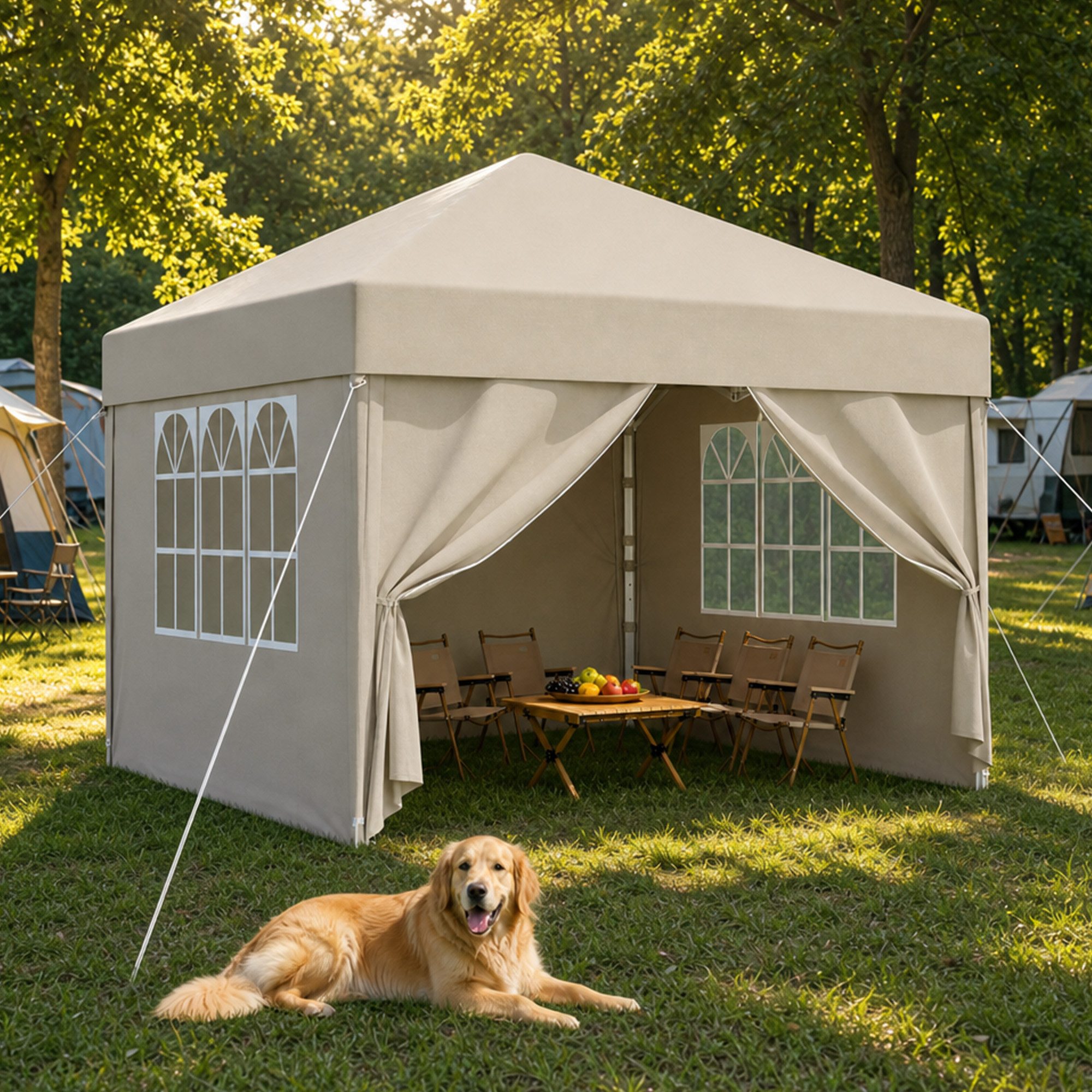 HOMALL Faltpavillon 3x3/3x6 m Gartenpavillon Höhenverstellbarer Pop Up Pavillon, mit 4 Seitenteilen, (Windfester Pavillon mit Seitenteilen und Tragetasche, für Garten Camping), Höhenverstellbar Gartenzelt mit mückennetz, UV-Schutz 50+