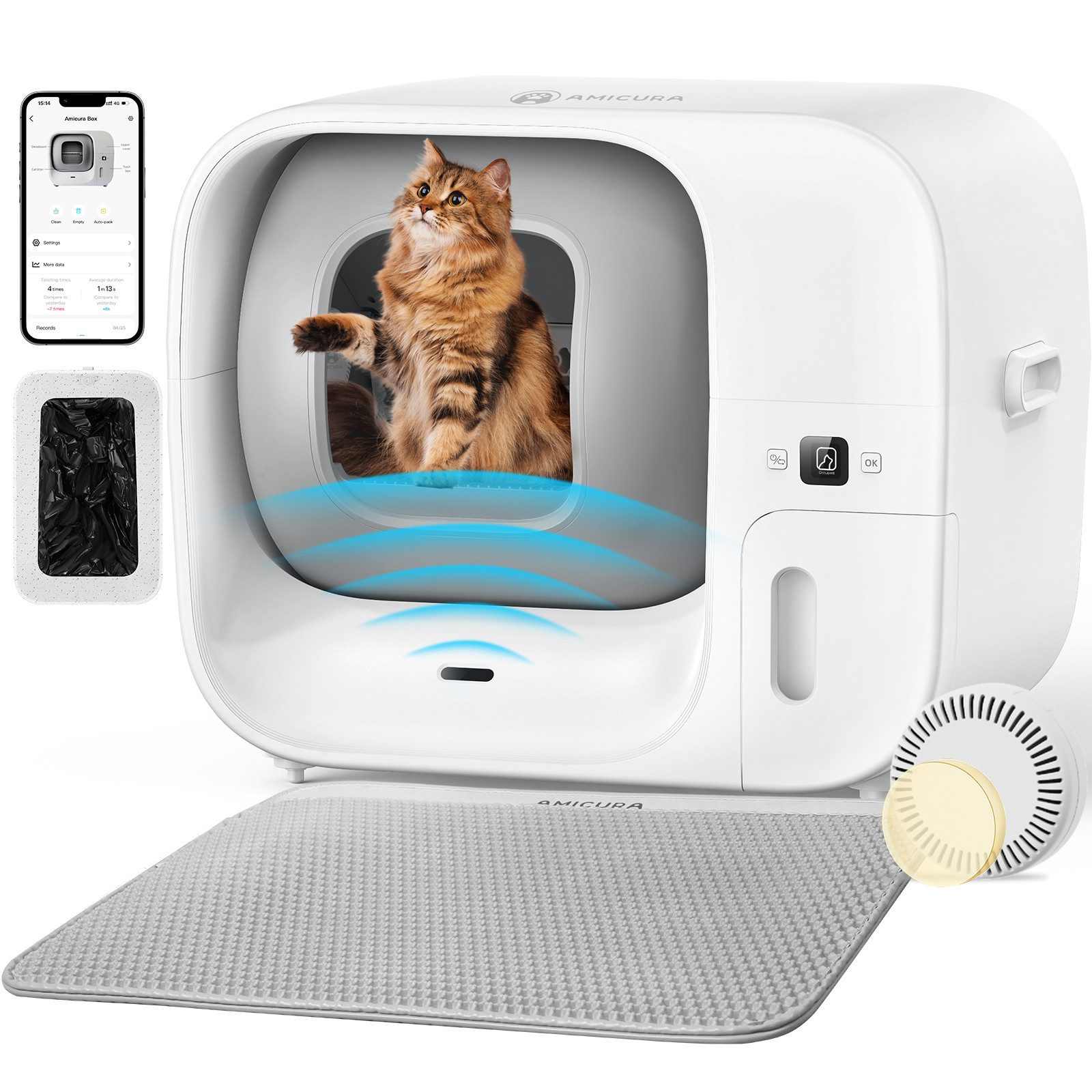 Katzentoilette Cura-Serie Selbstreinigendes Katzenklo mit App