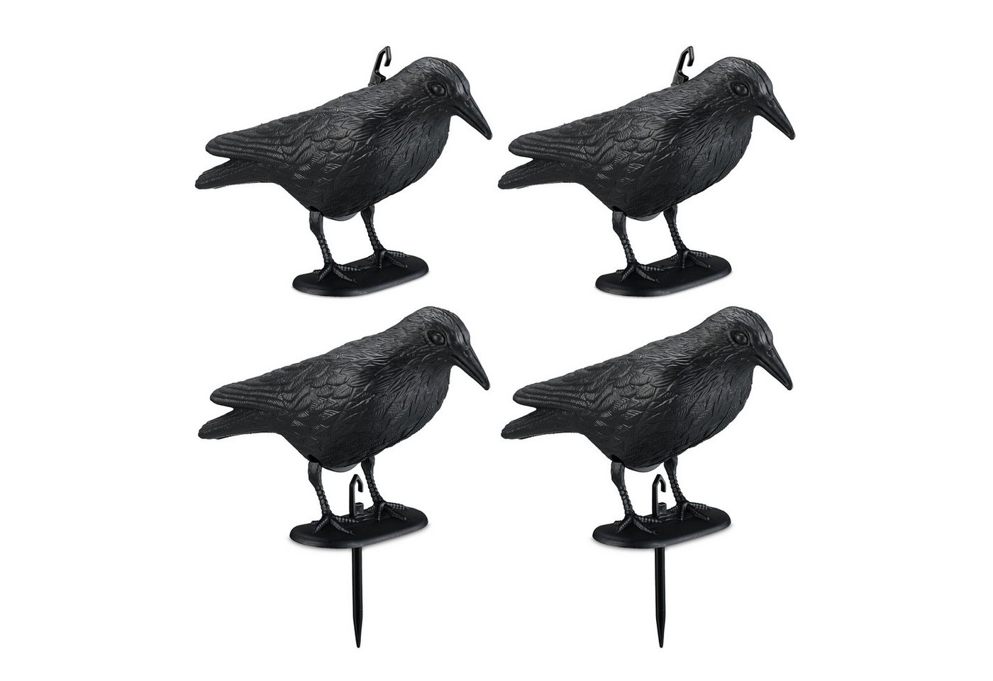 relaxdays Vogelattrappe Vogelschreck Krähe im 4er Set, (4-St., 4er Set)