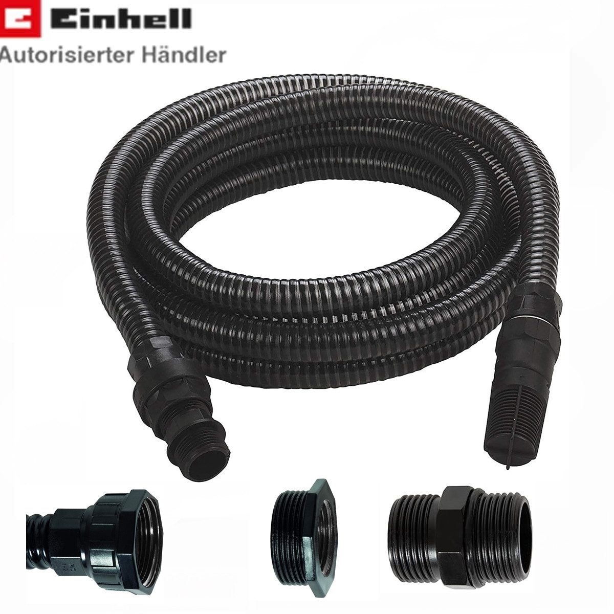Einhell Ansaugschlauch Saugschlauch f Gartenpumpe 7 m Anschluss 42 mm, 1 1/4 Zoll. Filterkorb