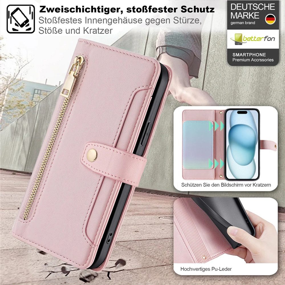 betterfon Handykette mit Portemonnaie für iPhone -Handyhülle Kartenfächern, Hände frei – mit Silikonhülle & Schnur für flexiblen Alltag