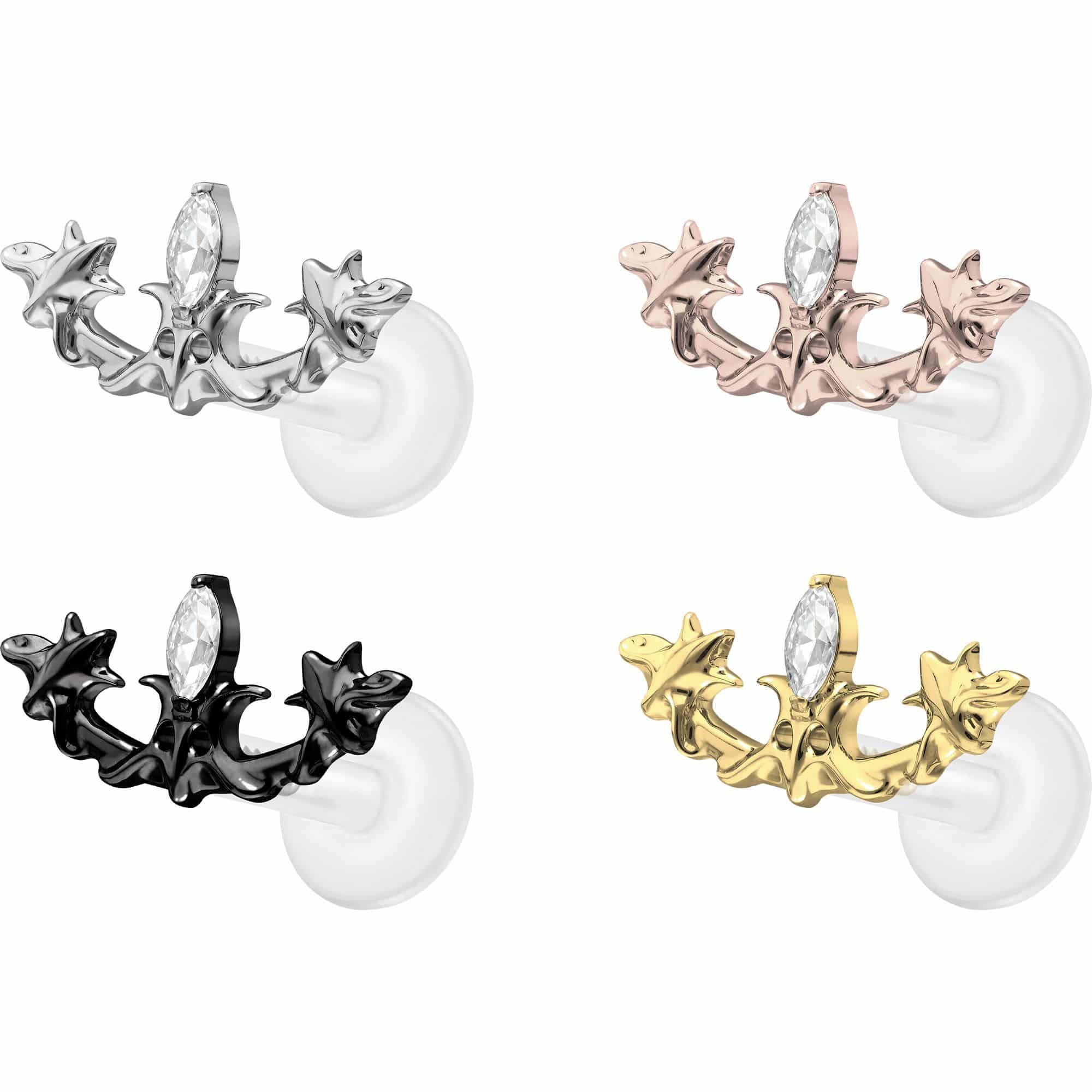 PIERCINGLINE Piercing-Set PTFE Labret mit Innengewinde + Titan-Aufsatz GOTISCHES DESIGN (Labrets, 1-tlg)