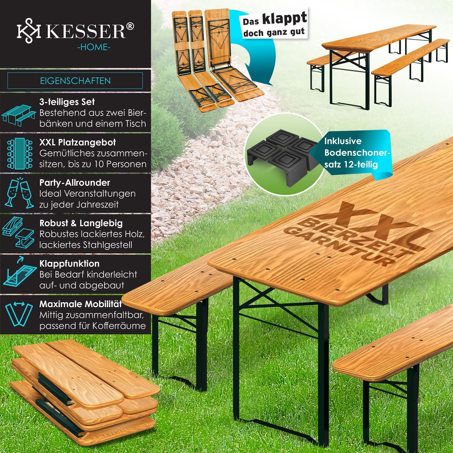 KESSER Bierzeltgarnitur, Bierzeltgarnitur teilig Gartenmöbel-Set Klappbar günstig online kaufen
