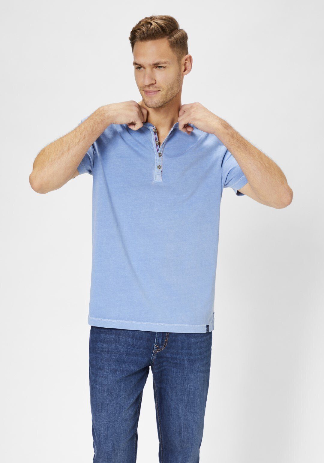 light Henley Paddock's aus Shirt Baumwolle sky Kurzarmshirt