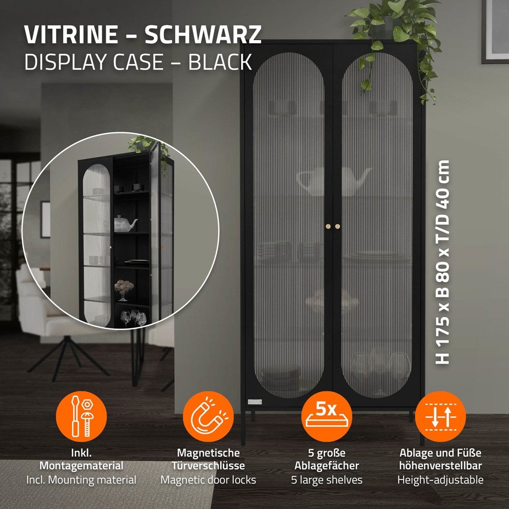 ML-DESIGN Vitrine Buffet Küchenschrank Vitrinenschrank für Geschirr Staurau günstig online kaufen
