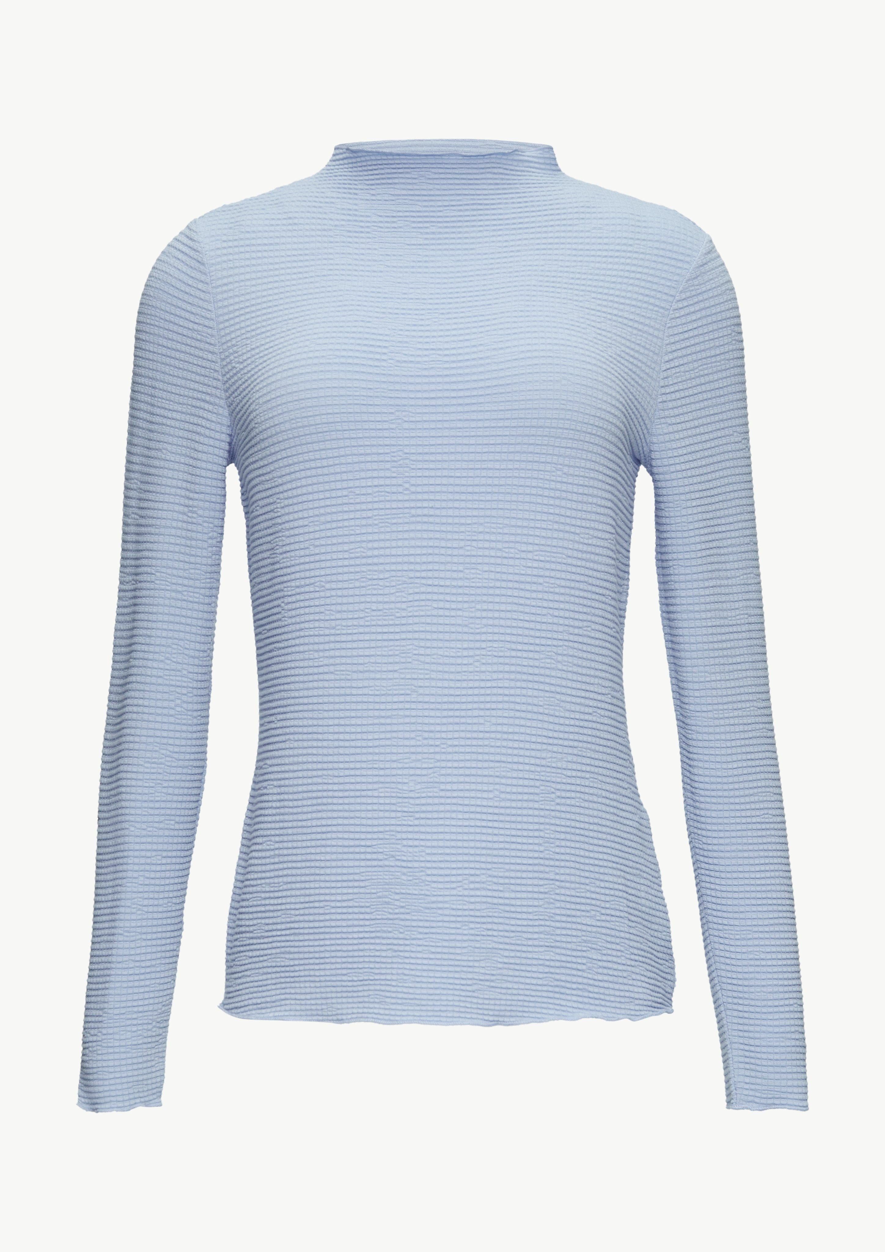 Langarmshirt Strukturiertes Jerseyshirt mit Stehkragen