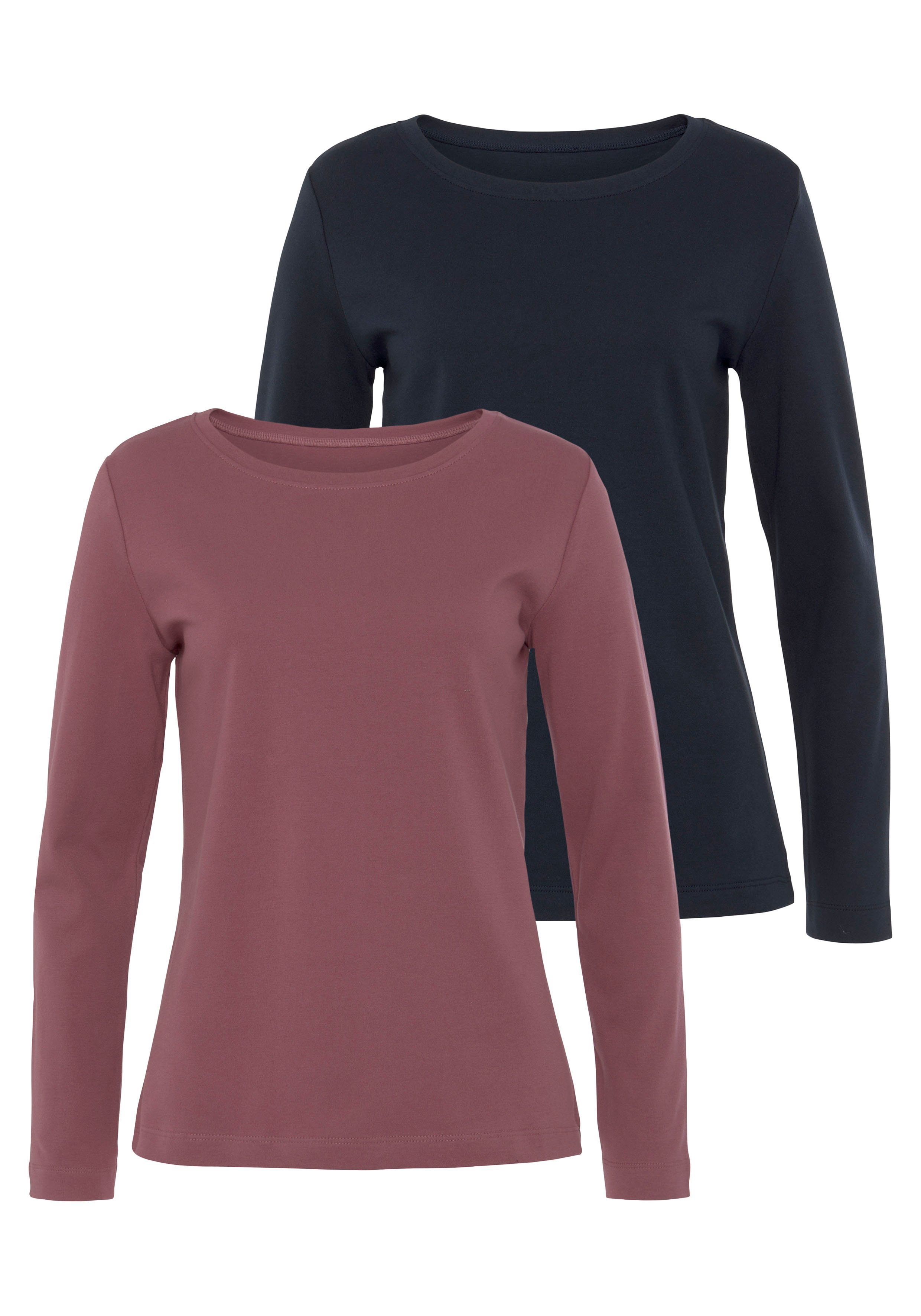 VIVANCE Langarmshirt (Packung, 2-tlg) aus besonders weicher und fester Baumwolle mehr