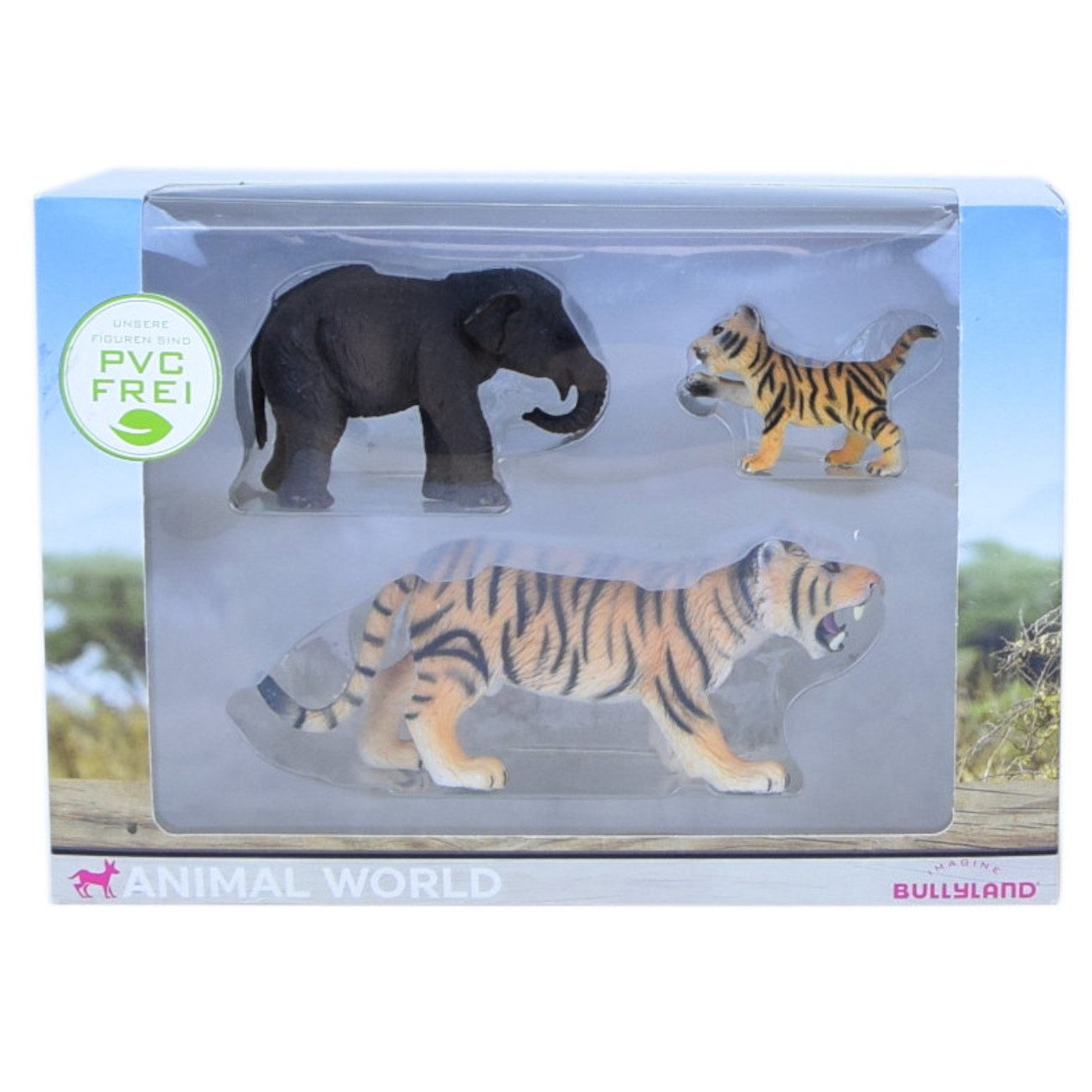 BULLYLAND Actionfigur Animal World Elefant Tiger Tigerbaby PVC-frei Tierfiguren Kinder