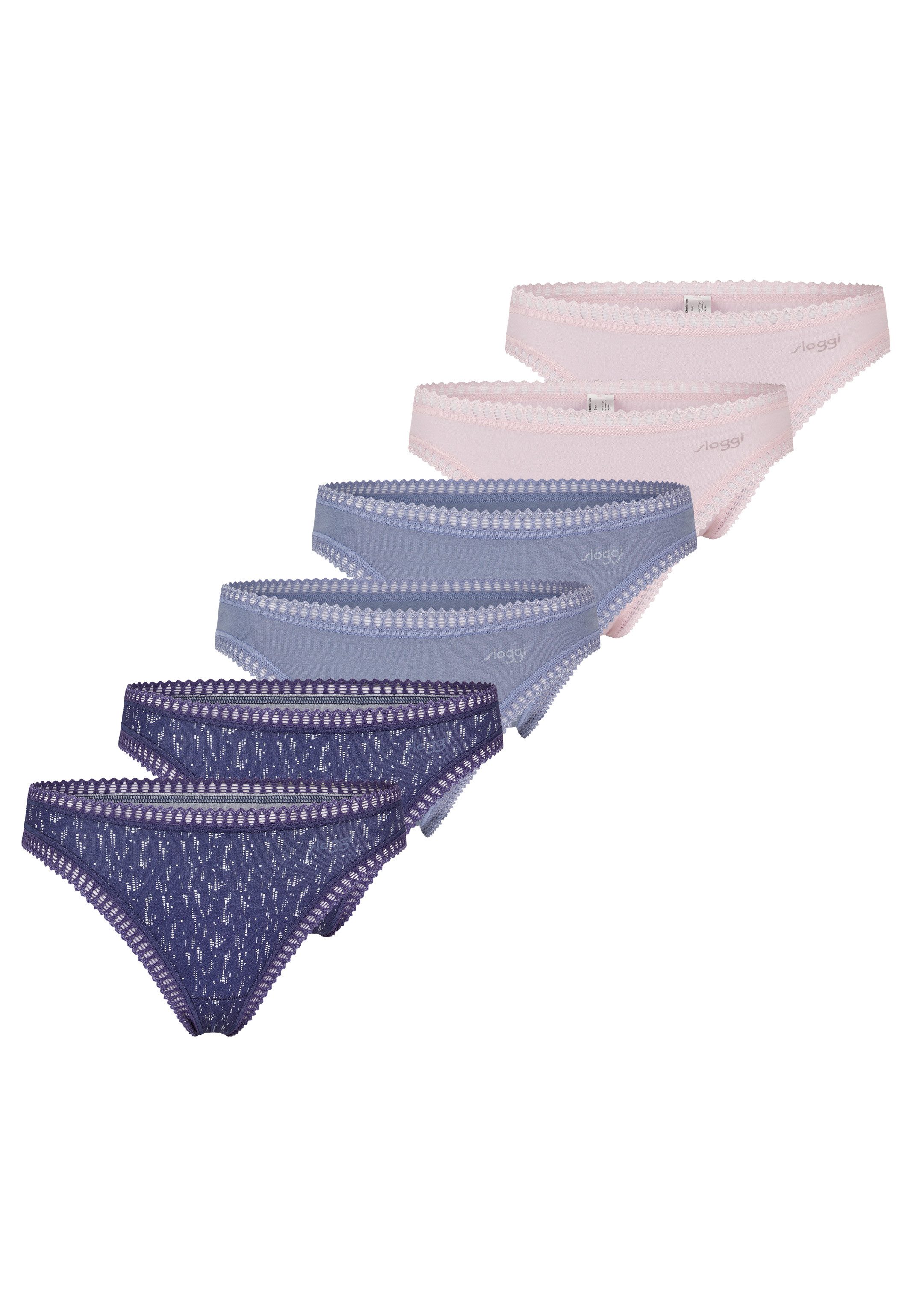sloggi T-String 6er Pack GO Crush (Spar-Set, 6-St) String - Baumwolle - Atmungsaktiv - Komfortabel und atmungsaktiv
