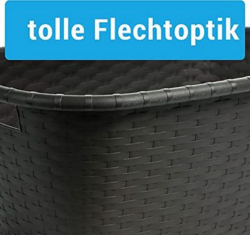 Centi Wäschekorb Wäschesammler, Wäschewanne in Flechtoptik, (Set, 2 St., H25 cm x L60 cm x T40 cm), extra stabil, 35L, Farbe: anthrazit, Made in EU