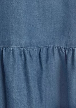 LASCANA Jeanskleid mit Rüsche am Kragen und Knopfleiste, Blusenkleid, Tunikakleid