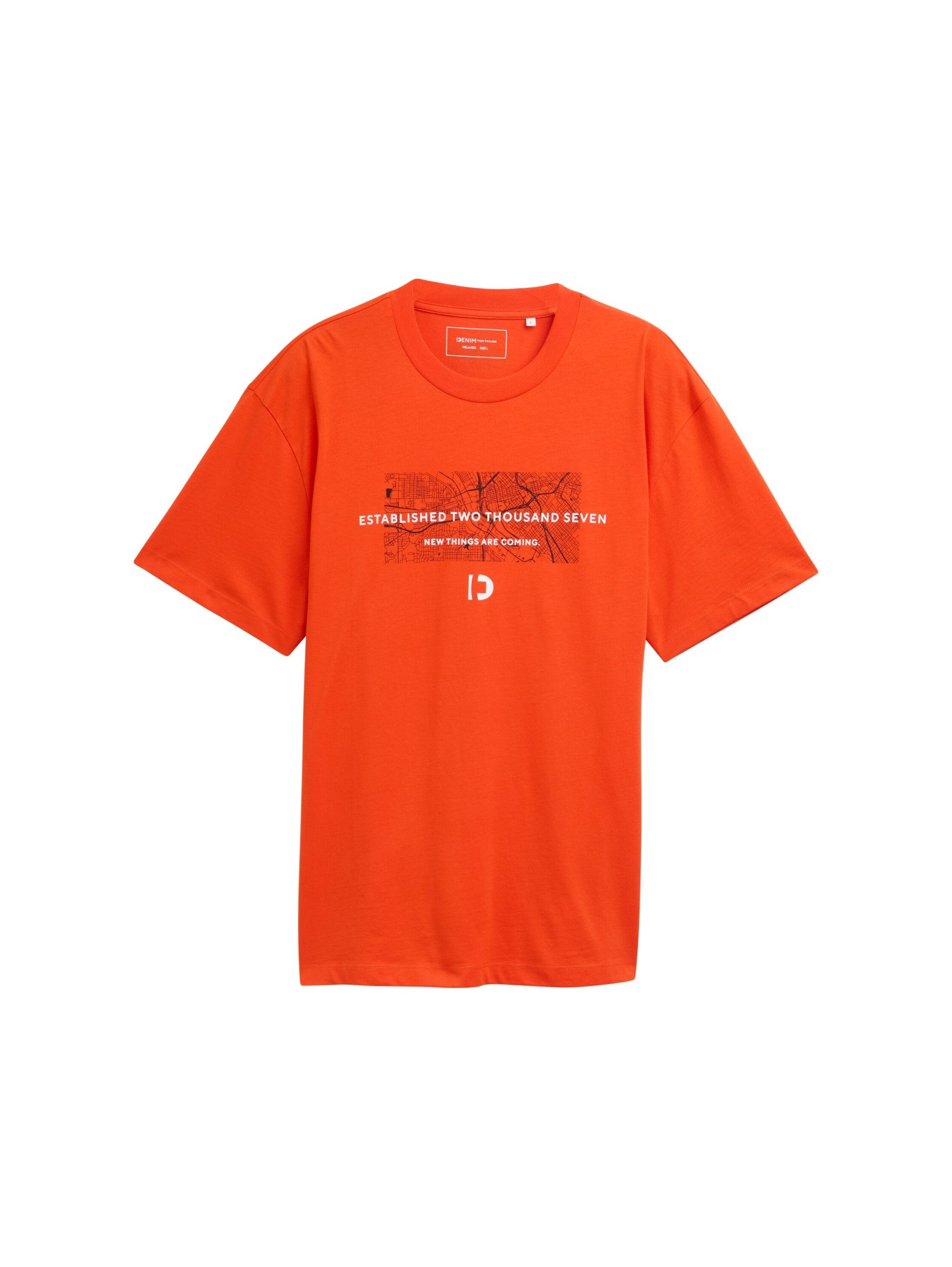 TOM TAILOR Denim T-Shirt relaxed printed t-shirt deep fiery orange