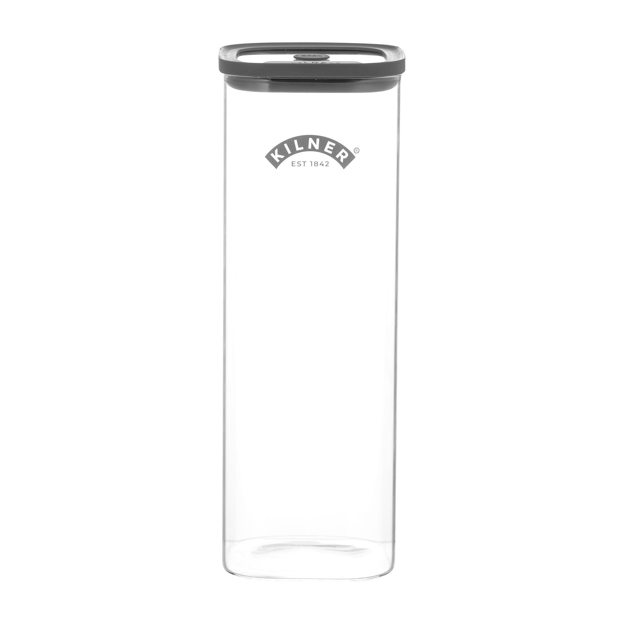 KILNER Vorratsglas Vorratsbehälter quadratisch mit Deckel, Glas, Vakuumversiegelung, luftdicht, spülmaschinenfest, BPA-frei