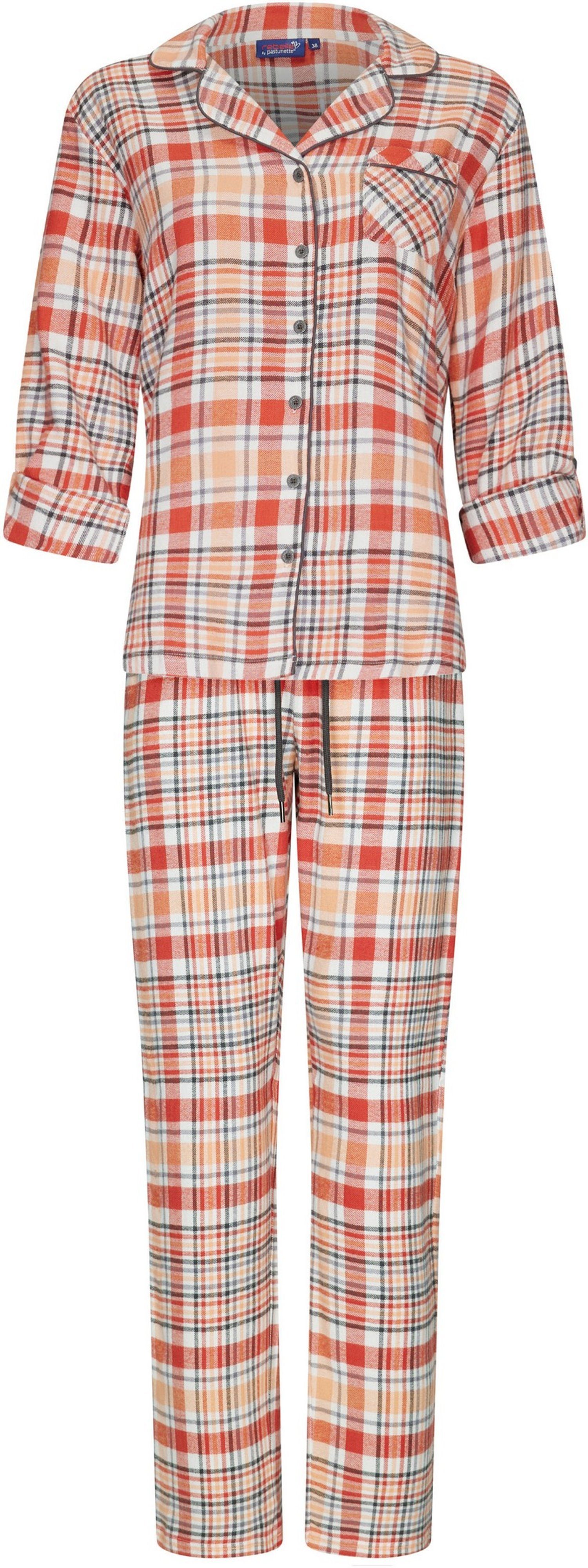 Pyjama Baumwolle Damen tlg) Flanell Rebelle (2 Schlafanzug