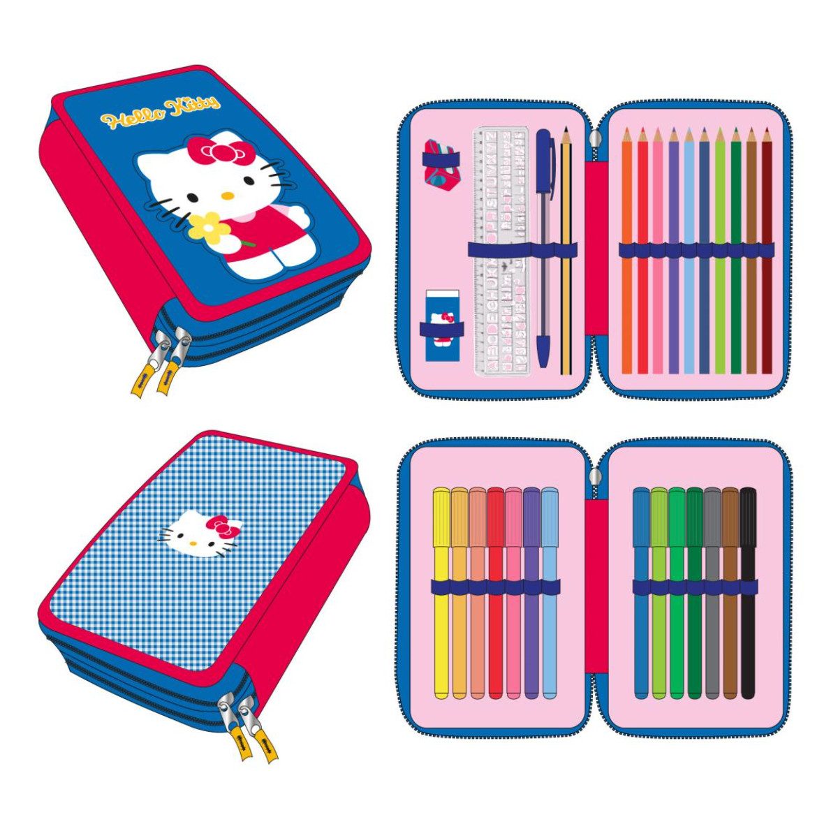 Hello Kitty Federmäppchen gefüllt – Schuletui & Stiftebox mit Zubehör für Kinder