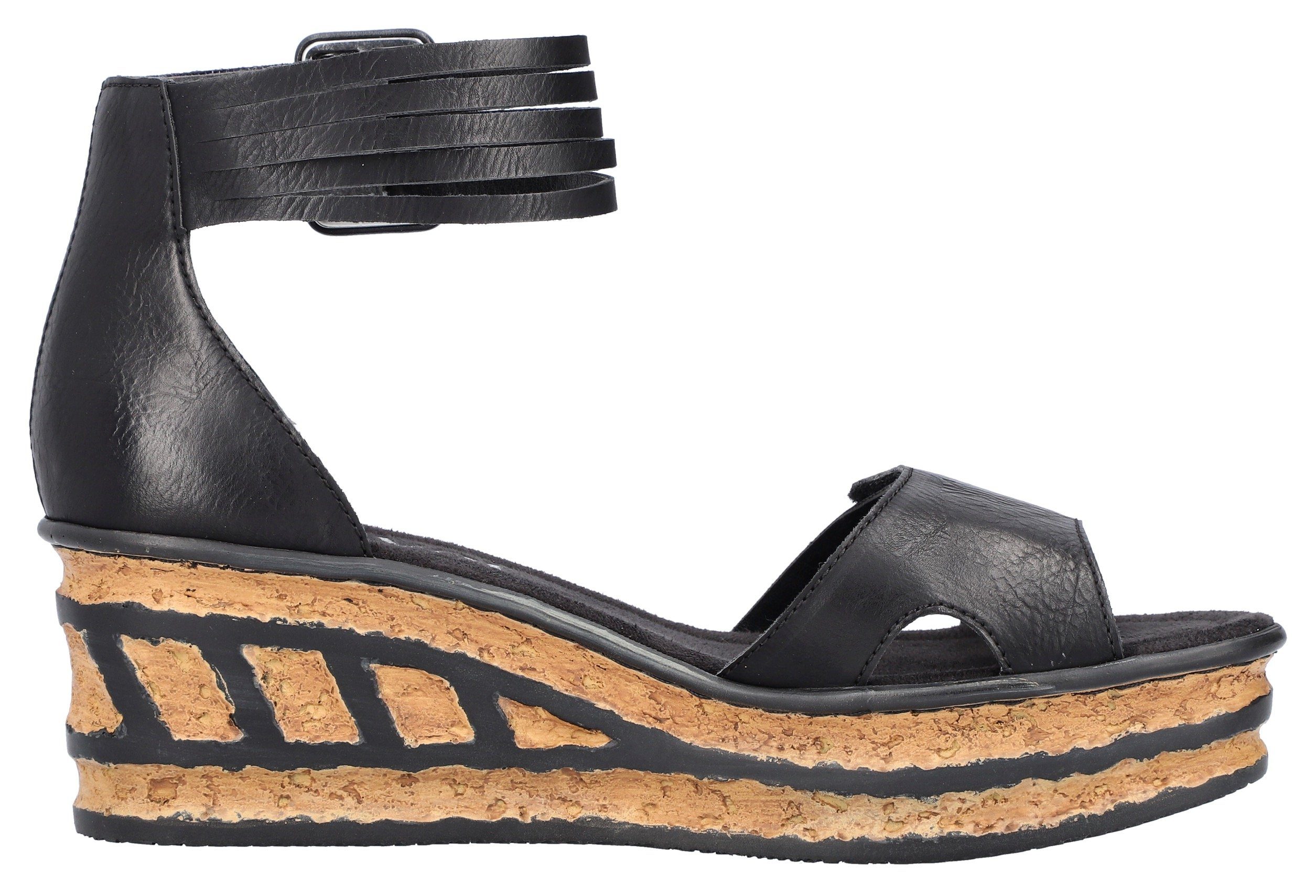 Rieker Sandalette, Sommerschuh, Sandale, Keilabsatz, mit Laufsohle in Kork-Optik