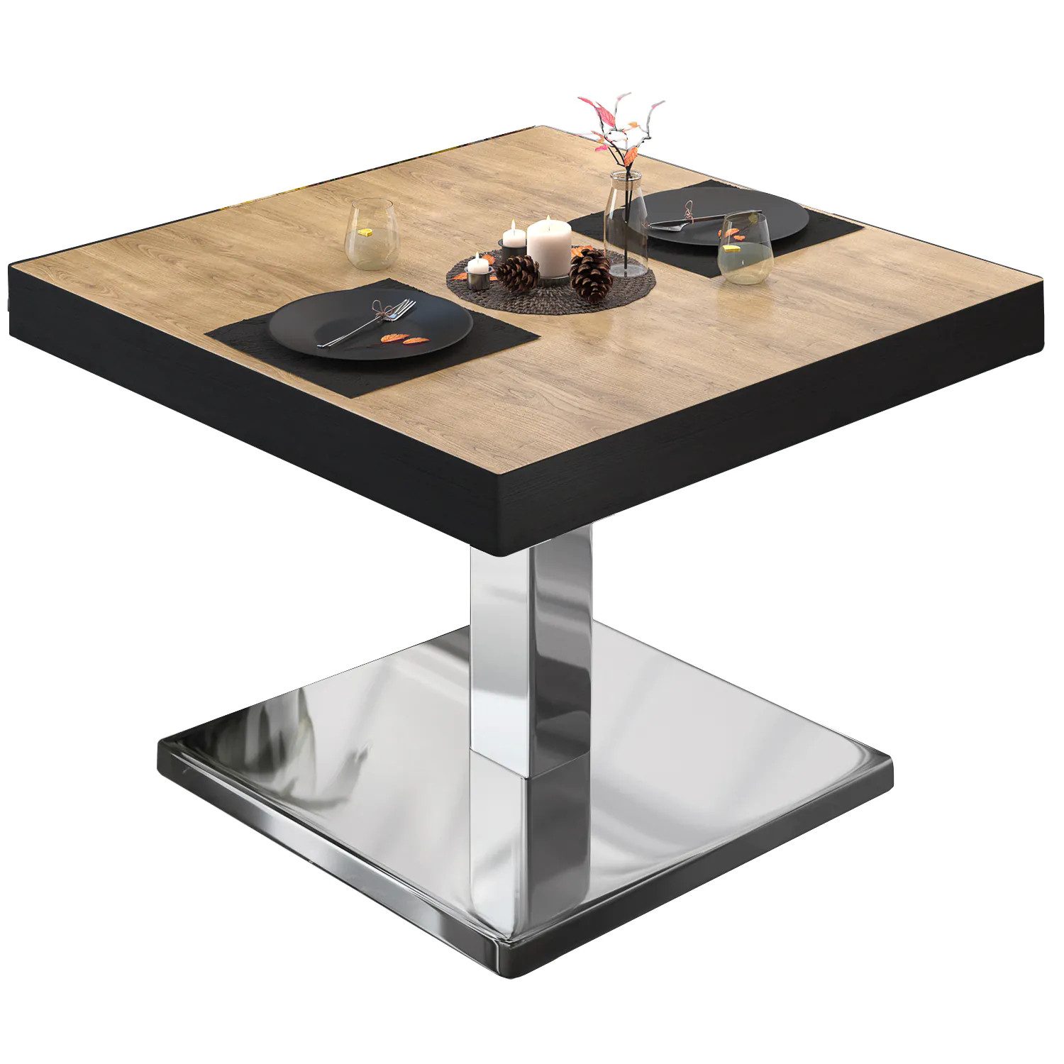 GGMMÖBEL Bistrotisch HPL Beschichtet (1 Stück), Quadratisch Innen Edle Optik/Hohe Tragkraft/Langlebig