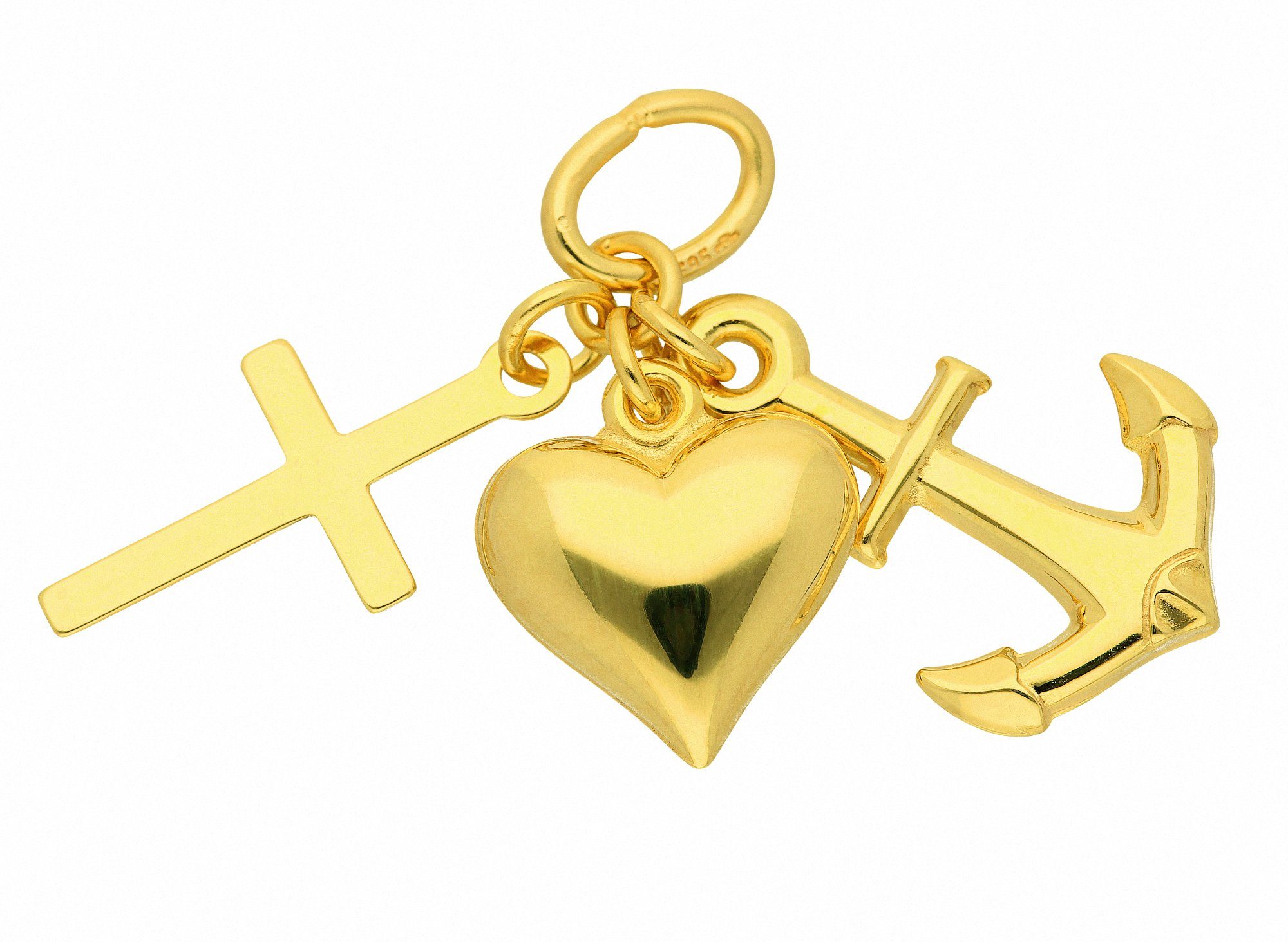 Adelia´s Kette mit Anhänger 585 Gold Anhänger Glaube-Liebe-Hoffnung,  Schmuckset - Set mit Halskette