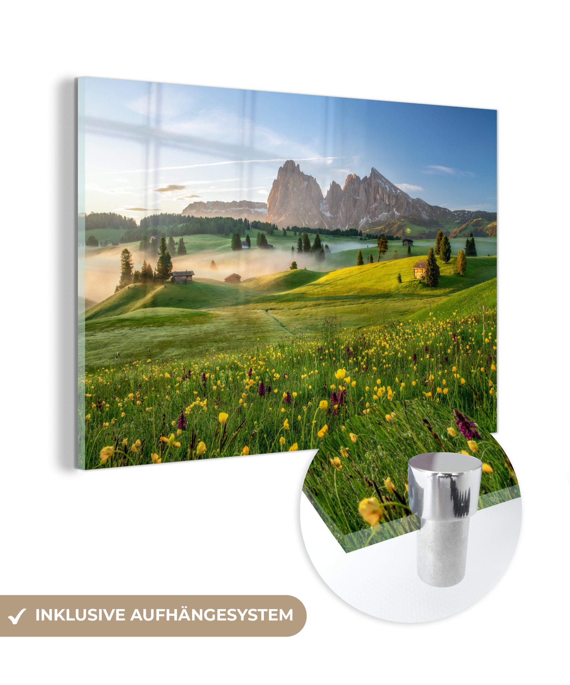 MuchoWow Acrylglasbild Wiese St), Acrylglasbilder (1 & im Frühling, Wohnzimmer Schlafzimmer