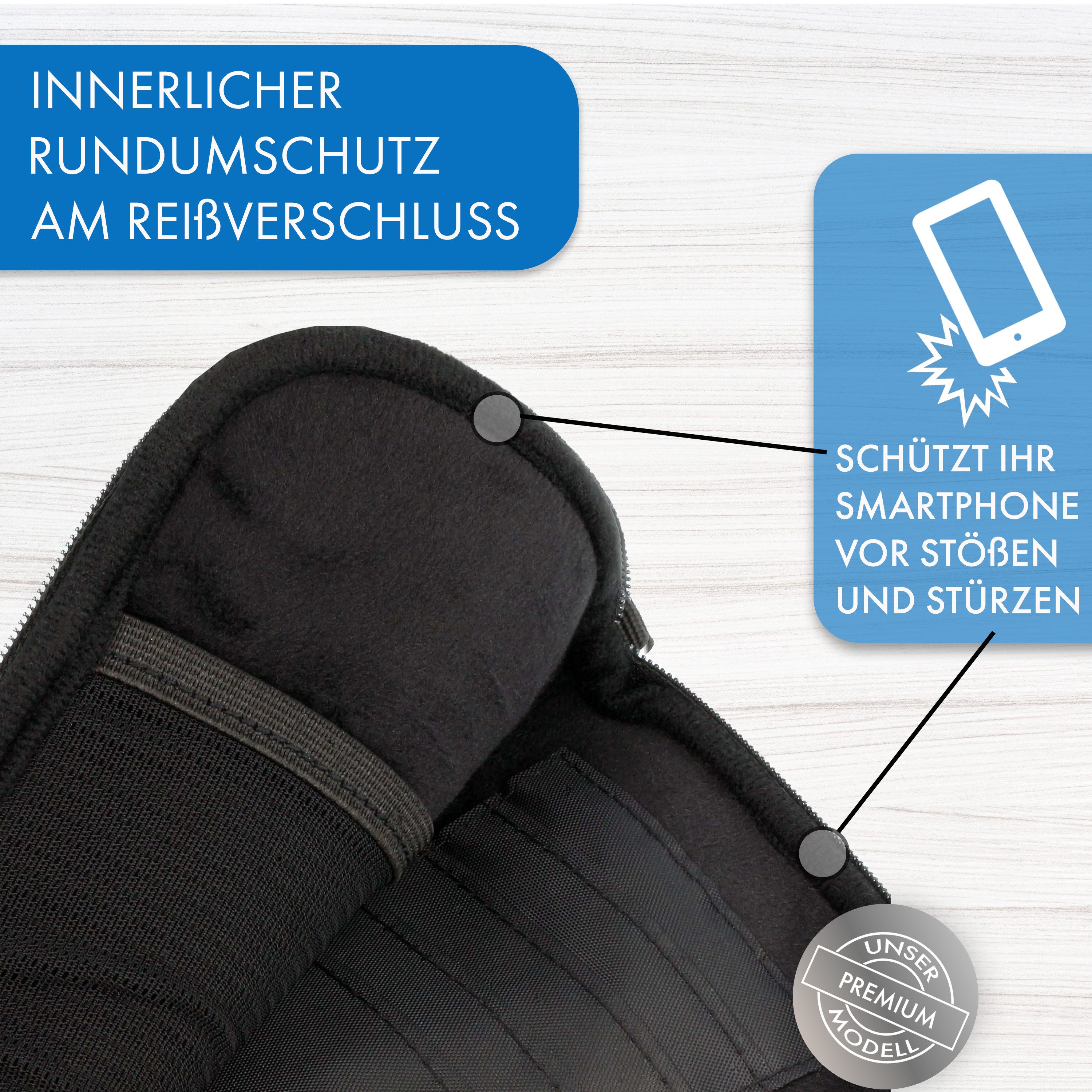 XiRRiX Handytasche für Smartphone oder Handy - Handyhülle Smartphonetasche (Handyhülle aus Polyester 4XL kompatibel mit Iphone 17, 17 Pro, Air, 1-tlg., Premium Modell), mit RFID Schutz