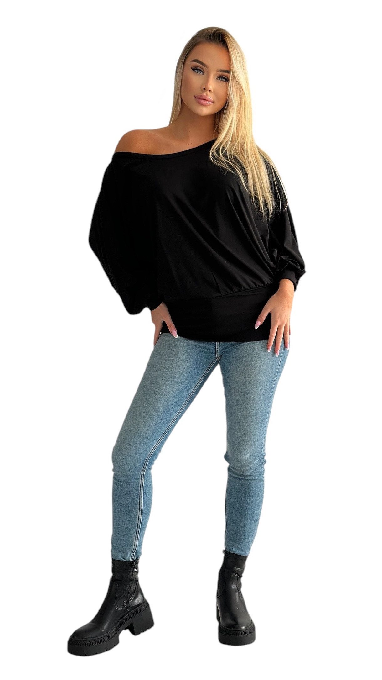 Mississhop Fledermauspullover Damen Batwing Shirt Fledermausshirt günstig online kaufen