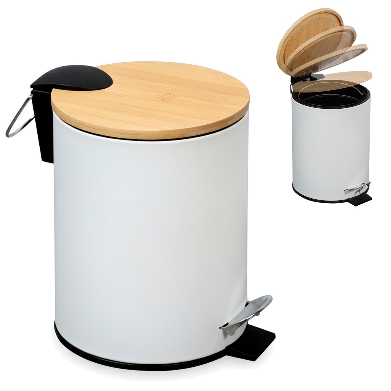 LS-LebenStil Kosmetikeimer Tretmülleimer Papierkorb 3L Soft Close Rund Fußpedal Mülleimer, Kosmetik-Mülleimer Treteimer Bad Badezimmer Küche Mülleimer