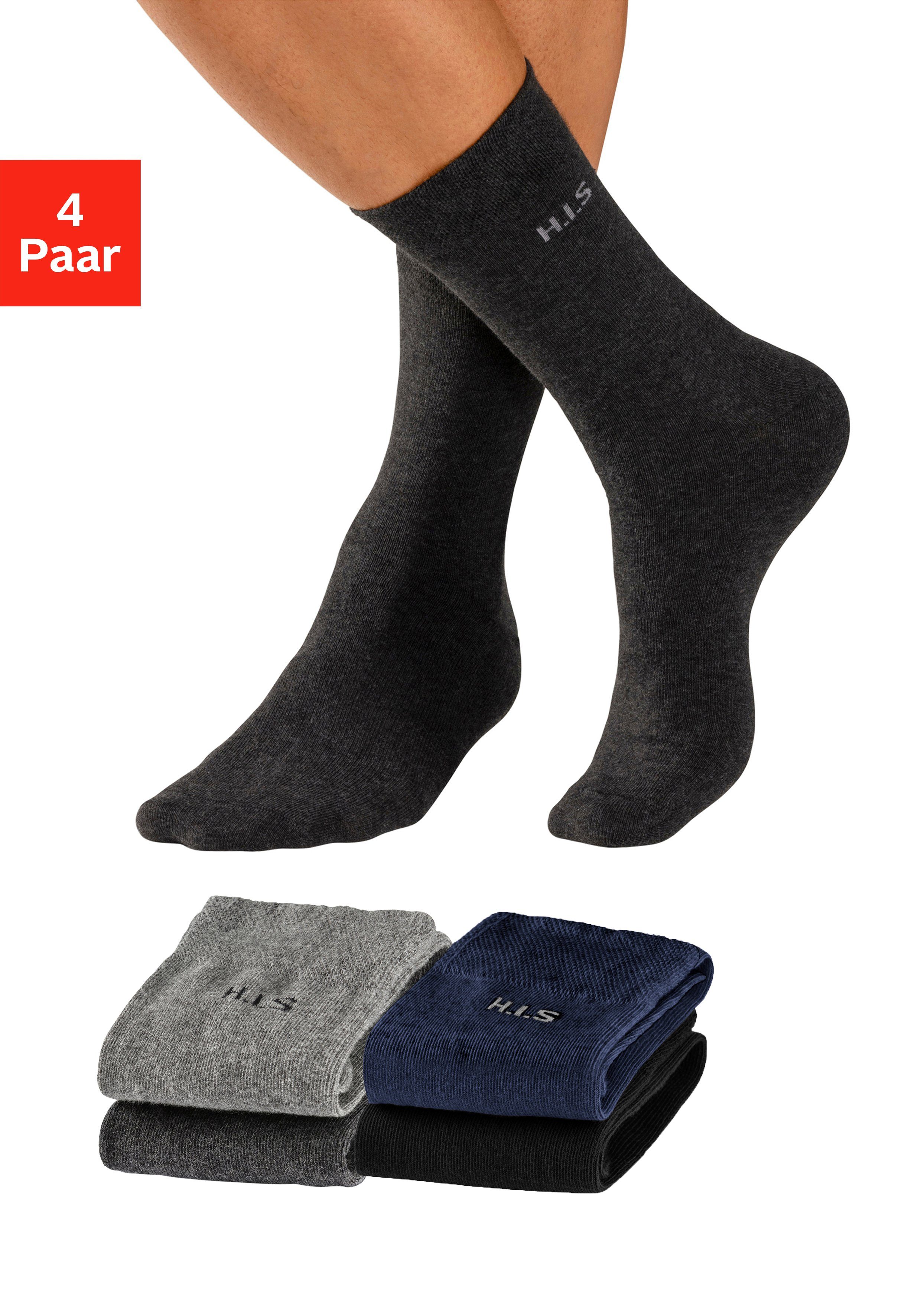 H.I.S Socken (4-Paar) mit druckfreiem Bündchen