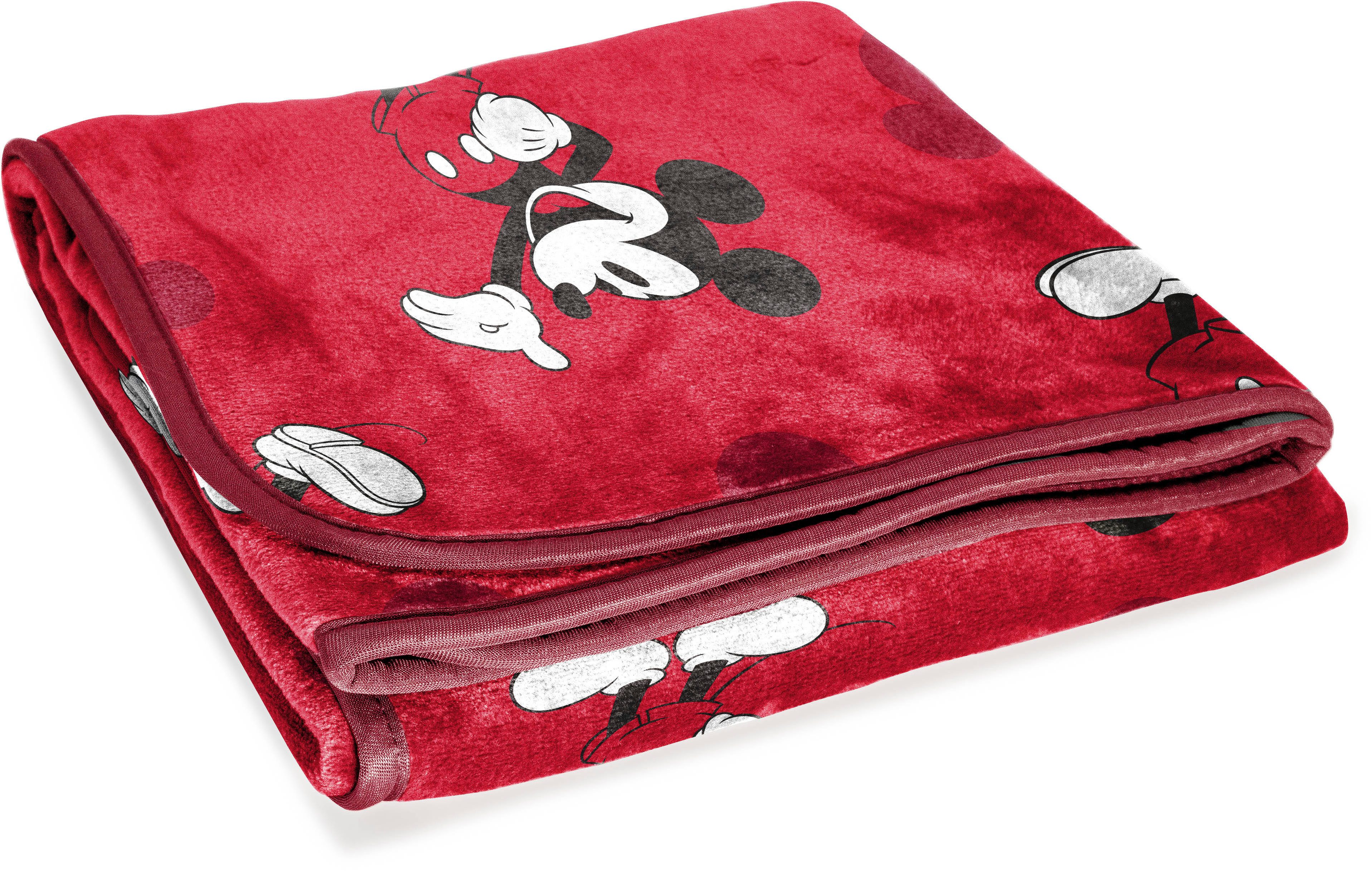 Kinderdecke Disney Decke Mickey Mouse, Disney, rot, gemütlich, 130 x 150 cm