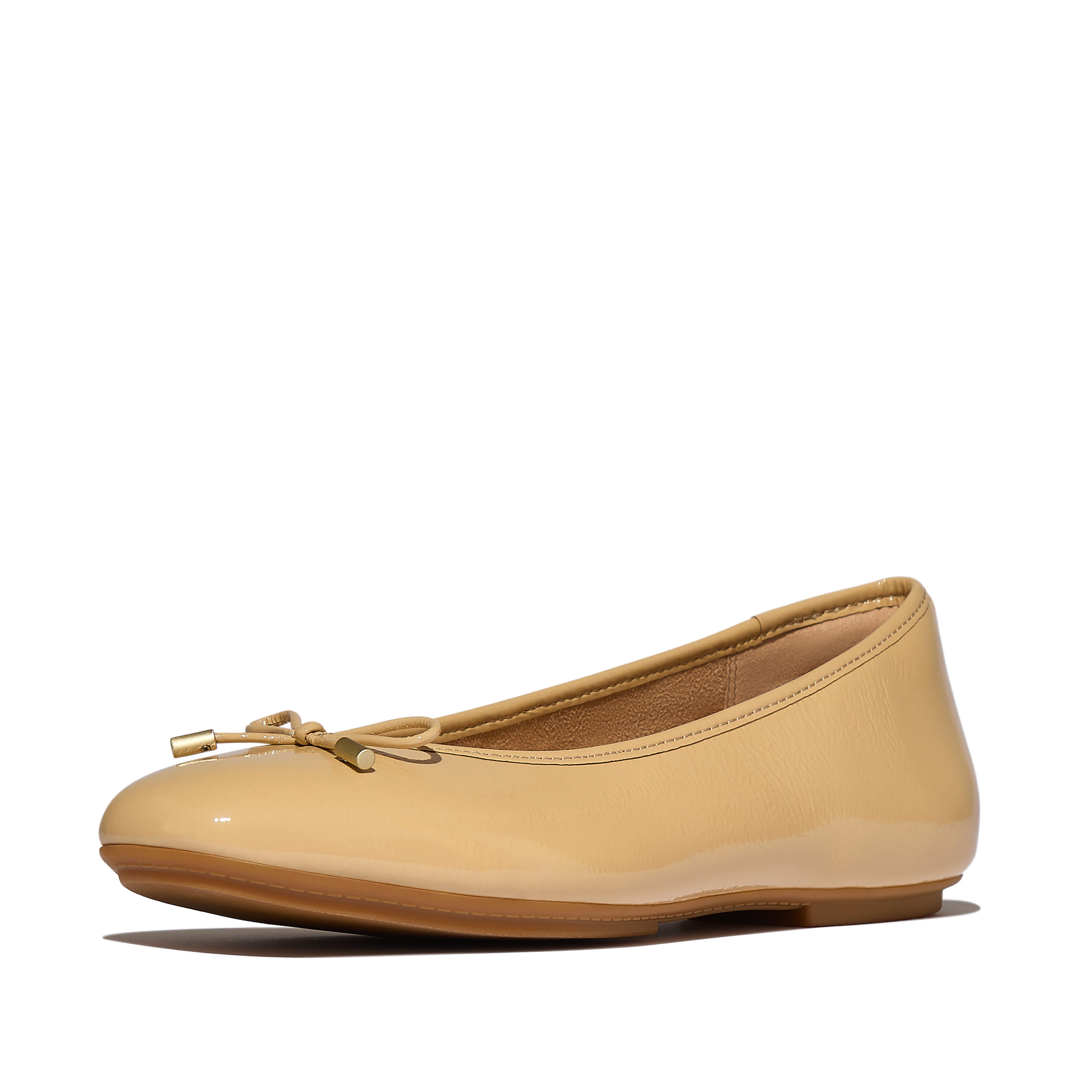 Fitflop DELICATO BOW TEXTURED PATENT-LEATHER BALLET FLATS Ballerina Businessschuh, Schlupfschuh mit dezenter Zierschleife