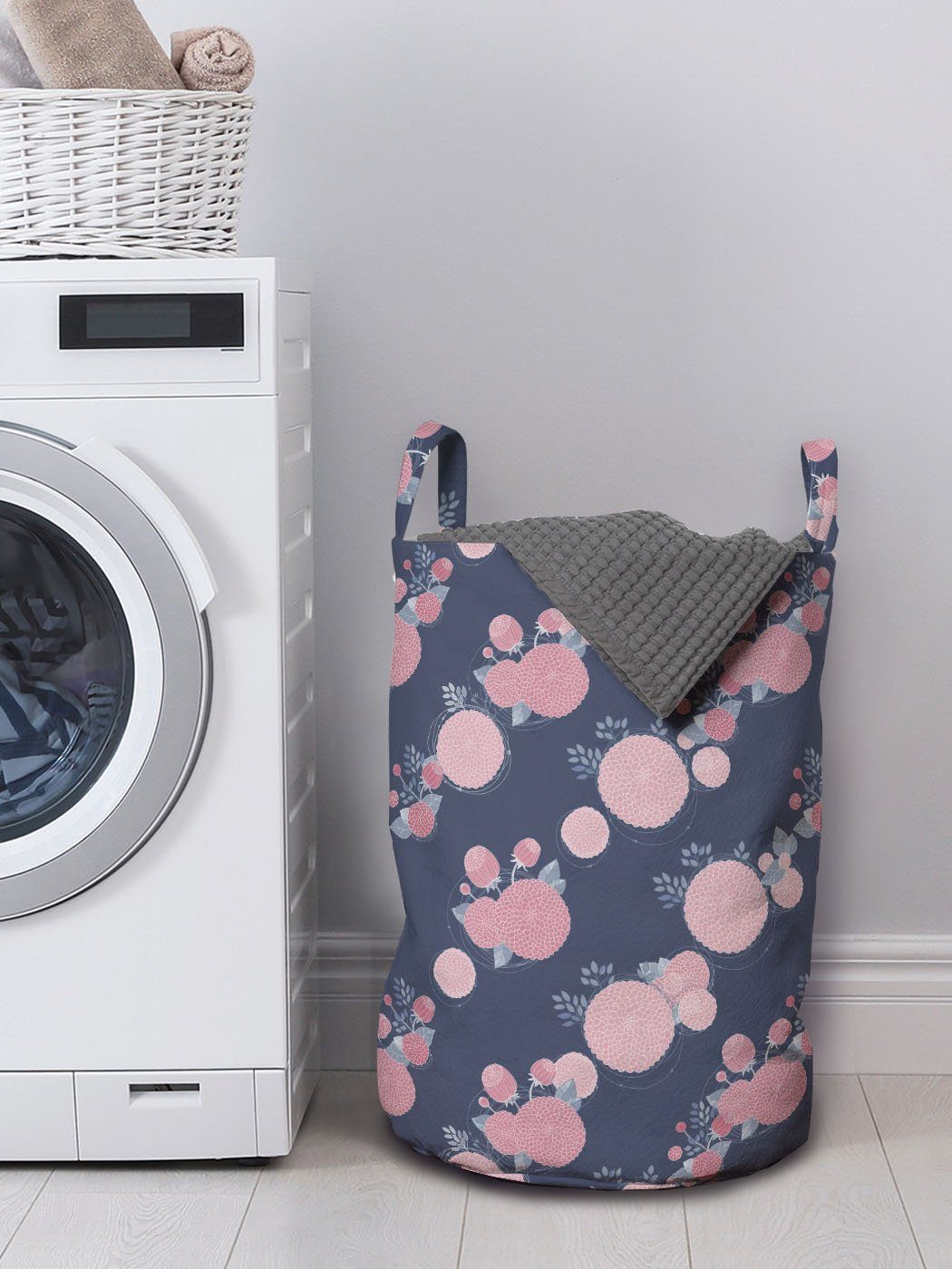 Waschsalons, Astern Wäschesäckchen Wäschekorb mit Kordelzugverschluss für Romantische Abakuhaus Garten Rosa Griffen