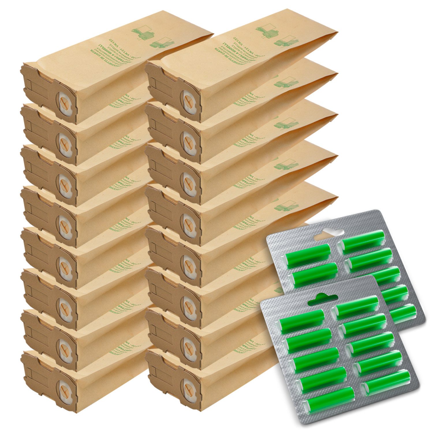 VIOKS Staubsaugerbeutel Filterbeutel + Duftpatronen Set, für Vorwerk Kobold 118 119 120 121 122 Staubsauger