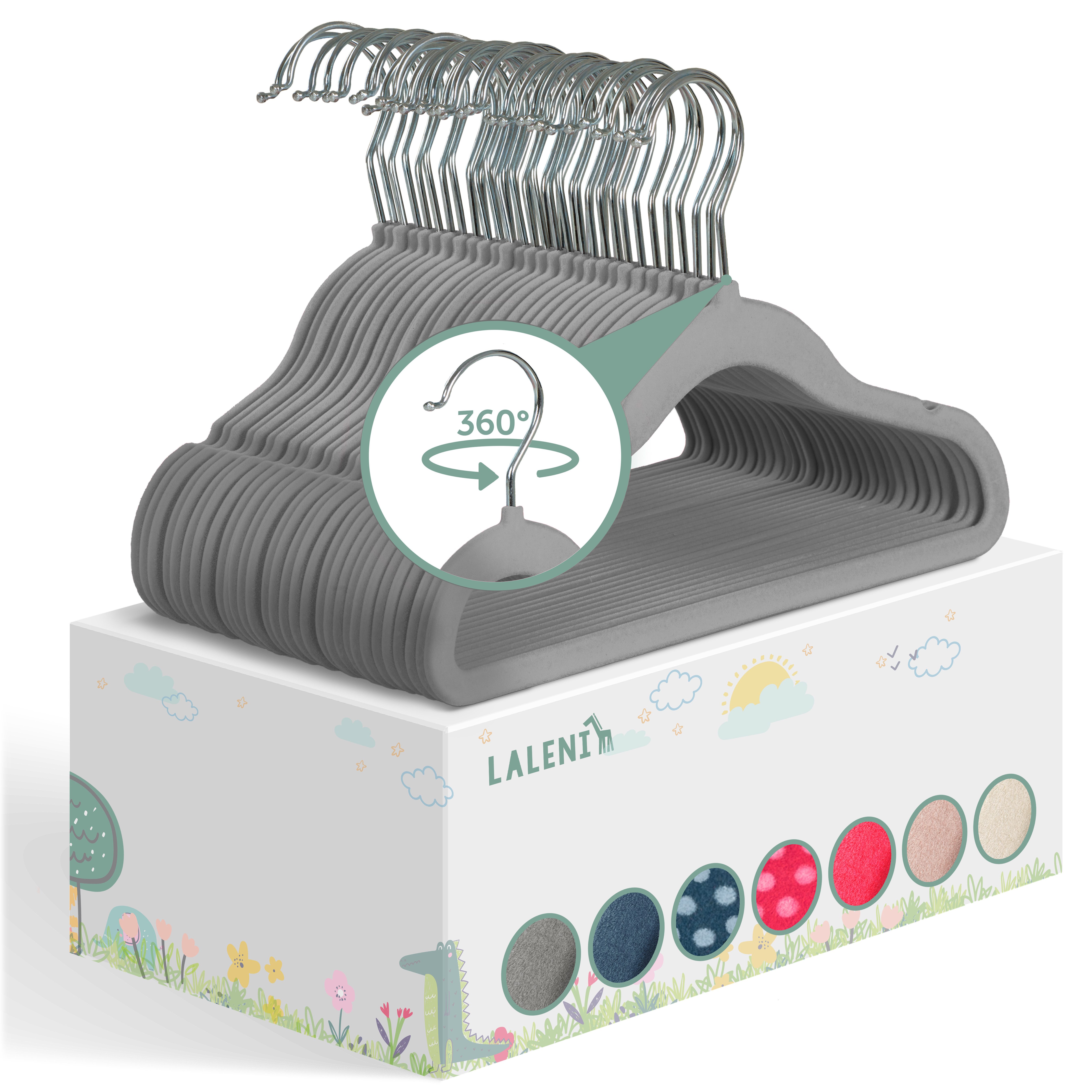 Laleni Kleiderbügel für Kinder mit Samtbezug - rutschfest, (50-tlg), 360° d günstig online kaufen