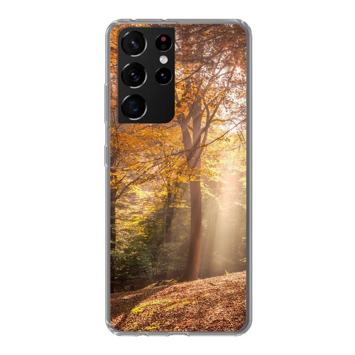 MuchoWow Handyhülle Herbst - Licht - Wald Phone Case Handyhülle Samsung Galaxy S21 Ultra Silikon Schutzhülle