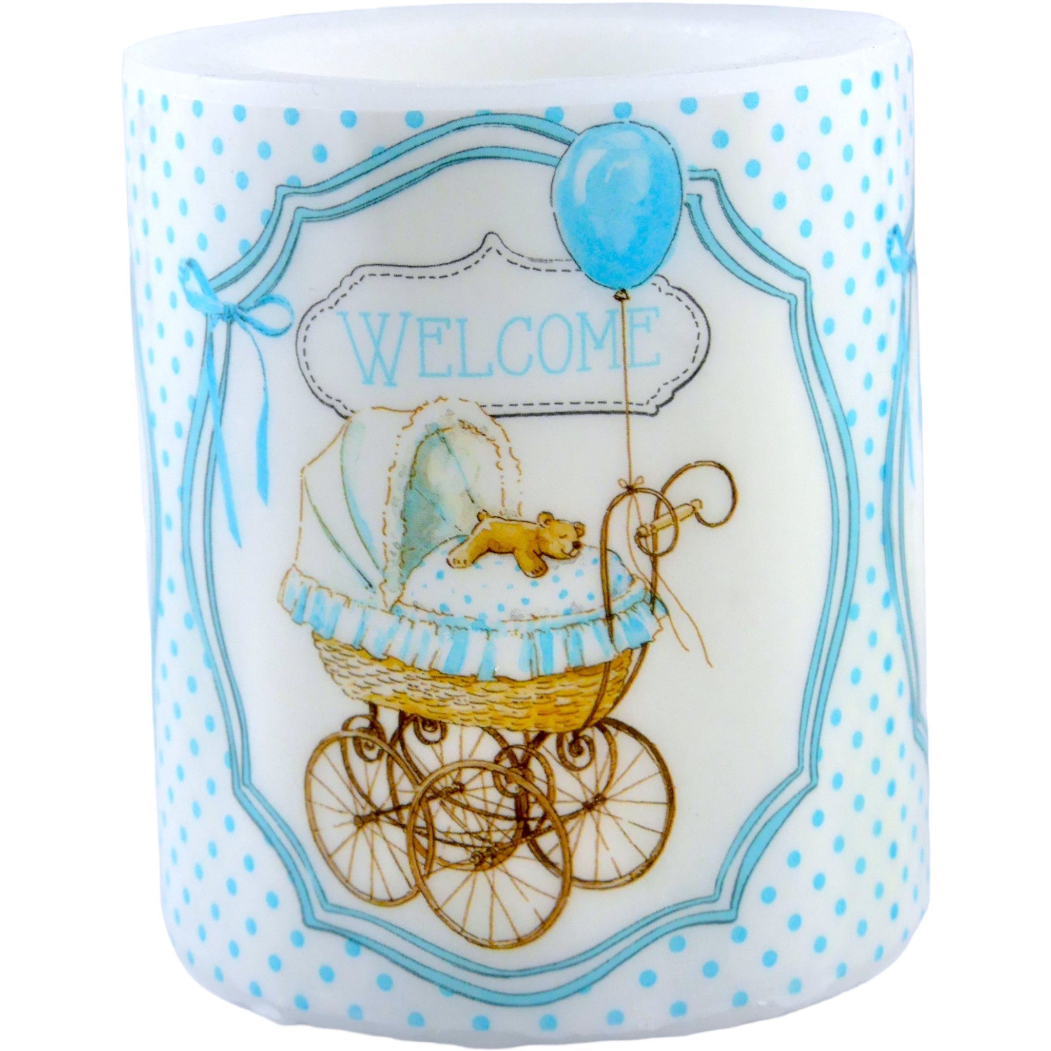 DekoTown Stumpenkerze Kerze Baby Taufe Welcome 10cm, 2 St.