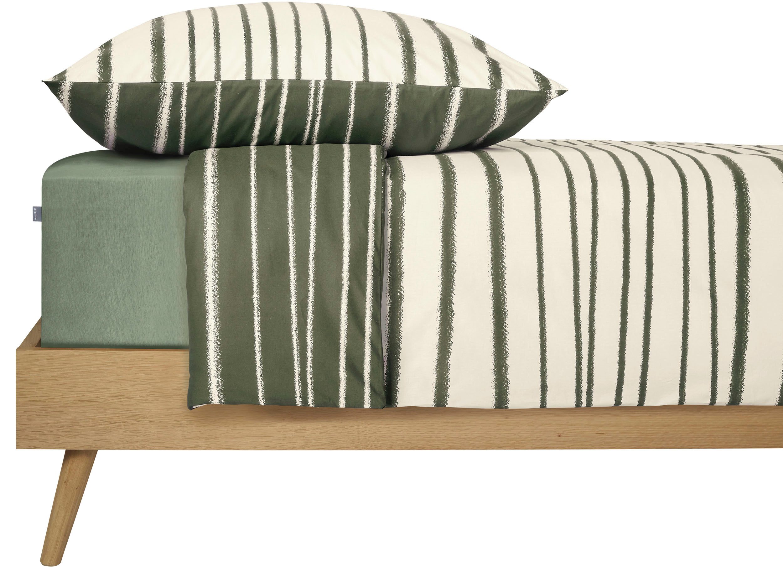 Schiesser Wendebettwäsche Wesley aus weicher Baumwolle im Streifen-Look, Renforcé, 2 teilig, Made in Green