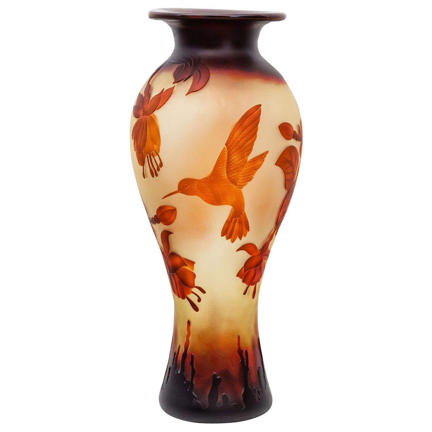 Aubaho Dekoobjekt Vase Replika nach Galle Gallé Kolibri Glas Antik-Jugendstil-Stil Kopie