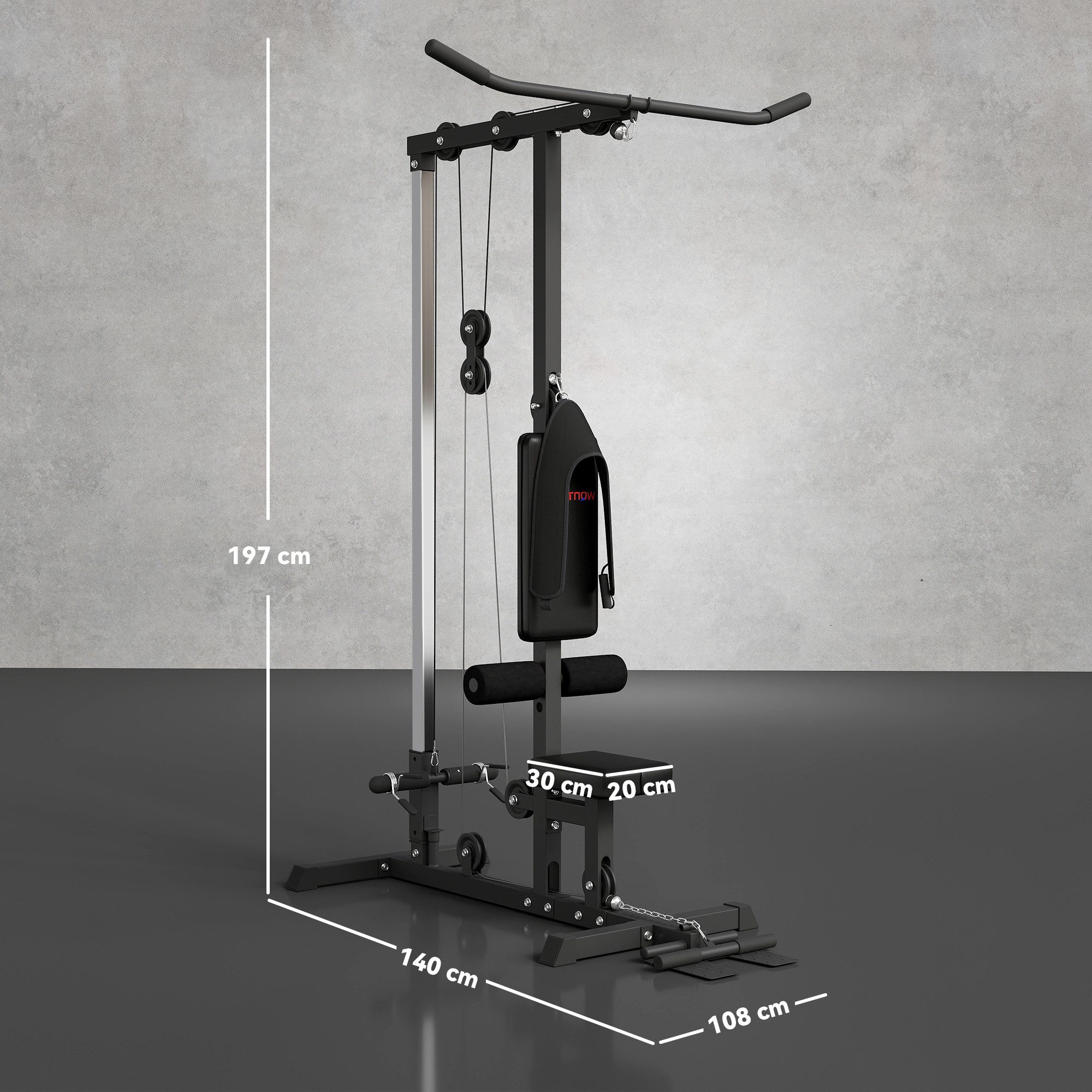 SPORTNOW Kraftstation multifunktional, mit Latzugstange Seilzugsystem, 8 Gewichtsblöcke (Klimmzugturm, 1-tlg., Kraftturm), bis 50 kg Gewichte Fitnessgeräte für Homegym Krafttraining