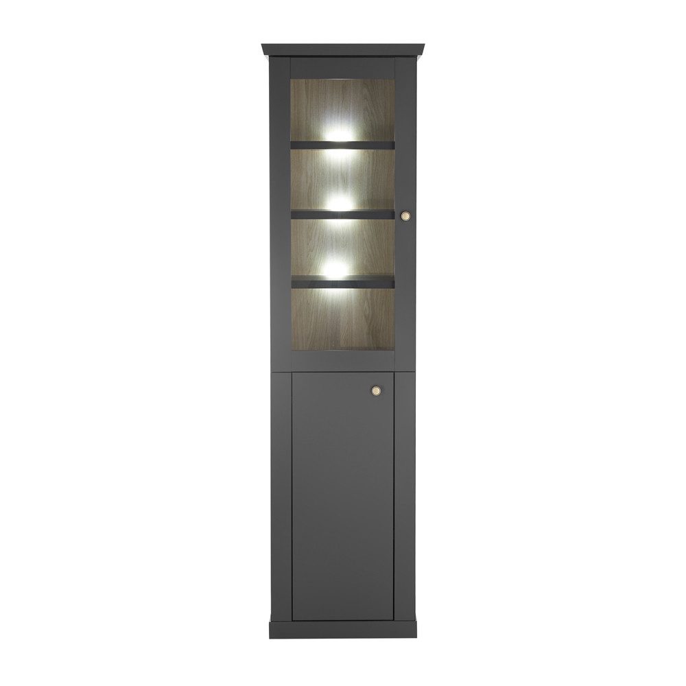 Lomadox Vitrine LORETA-61 inkl. LED Beleuchtung, Schwarz matt, 55 cm breit