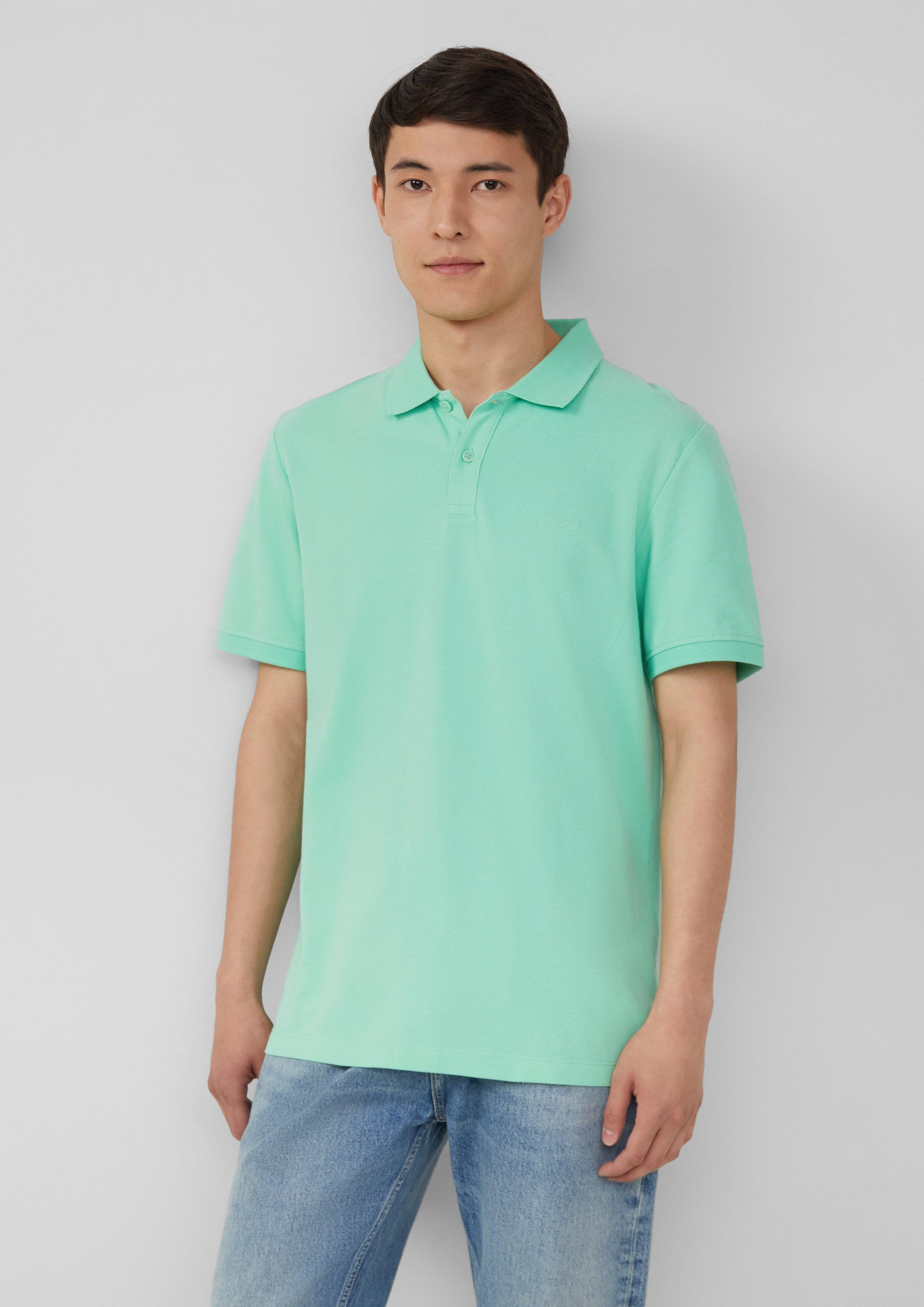 s.Oliver Kurzarmshirt Poloshirt aus Baumwollpiqué Logo günstig online kaufen