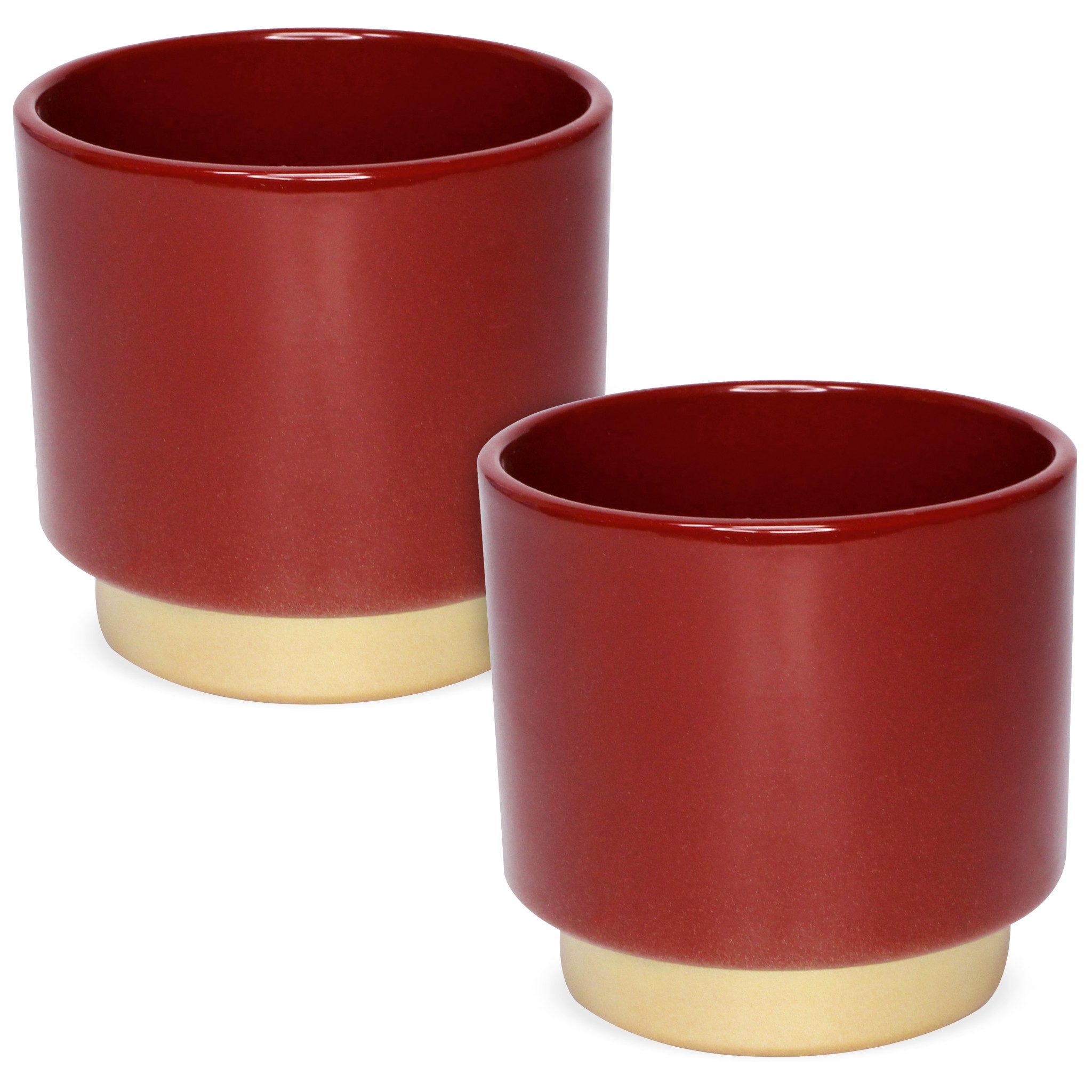 matches21 HOME & HOBBY Blumentopf Цветочные горшки 2er Set aus Keramik in Ø 10,5 x 10,5 cm Dunkelrot (2 St), Edle Посадочные горшки mit goldenem Fuß