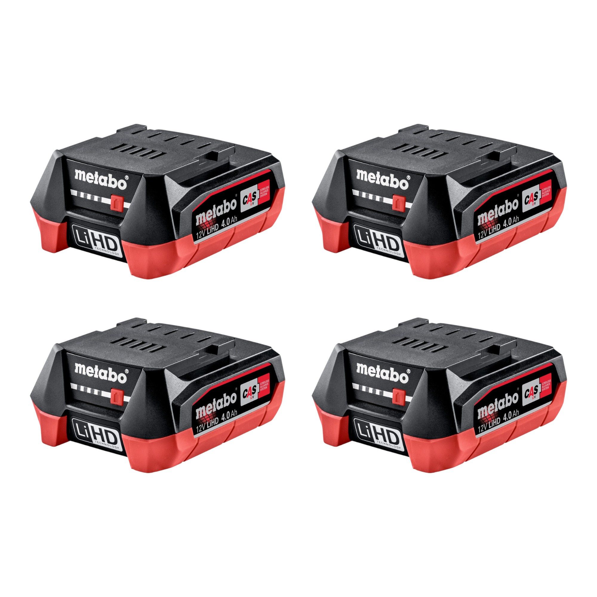 metabo Akku Set 4x LiHD Akkupack 12 V 4,0 Ah / 4000 mAh Li-Ion Akkupacks